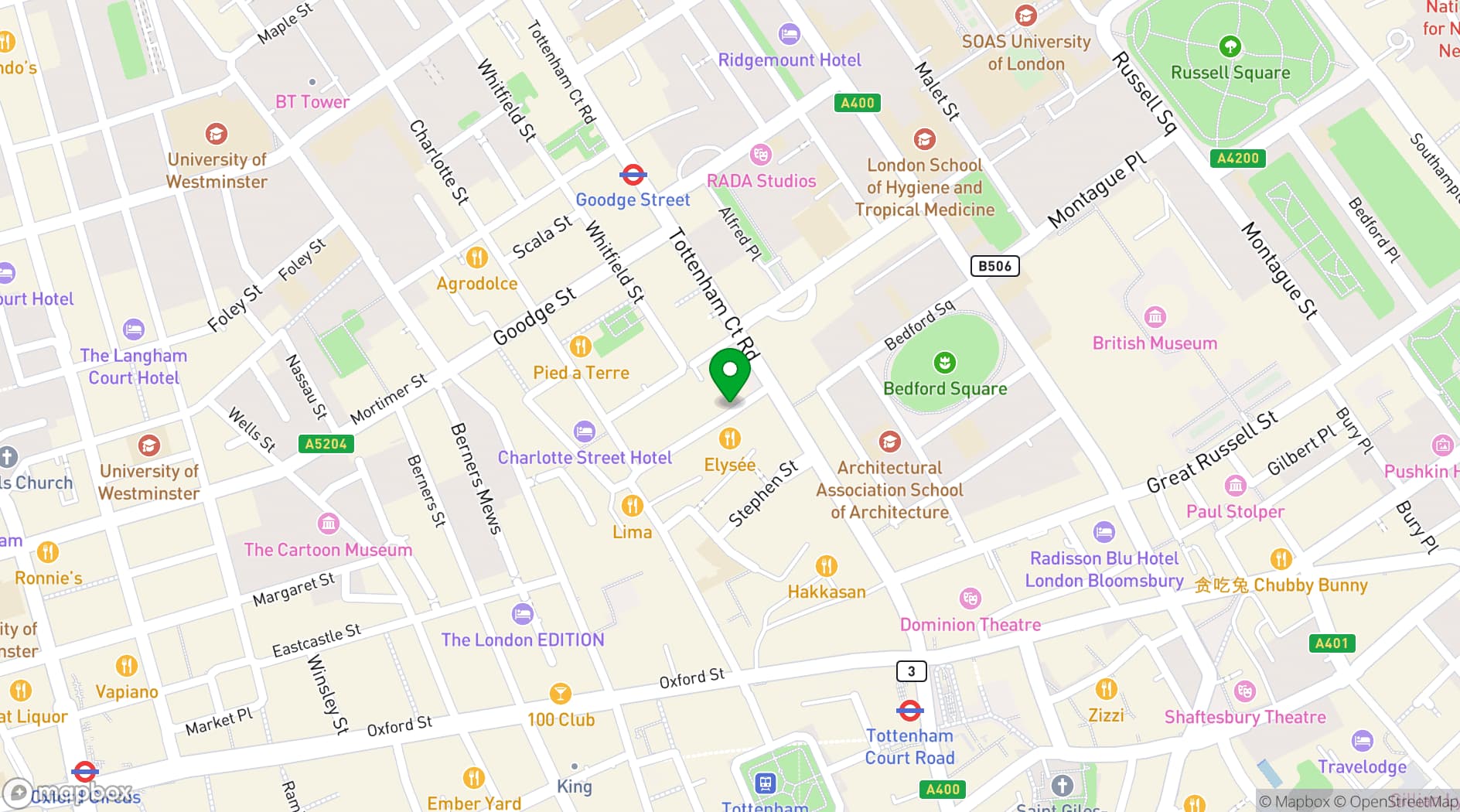 Map showing Met Lounge