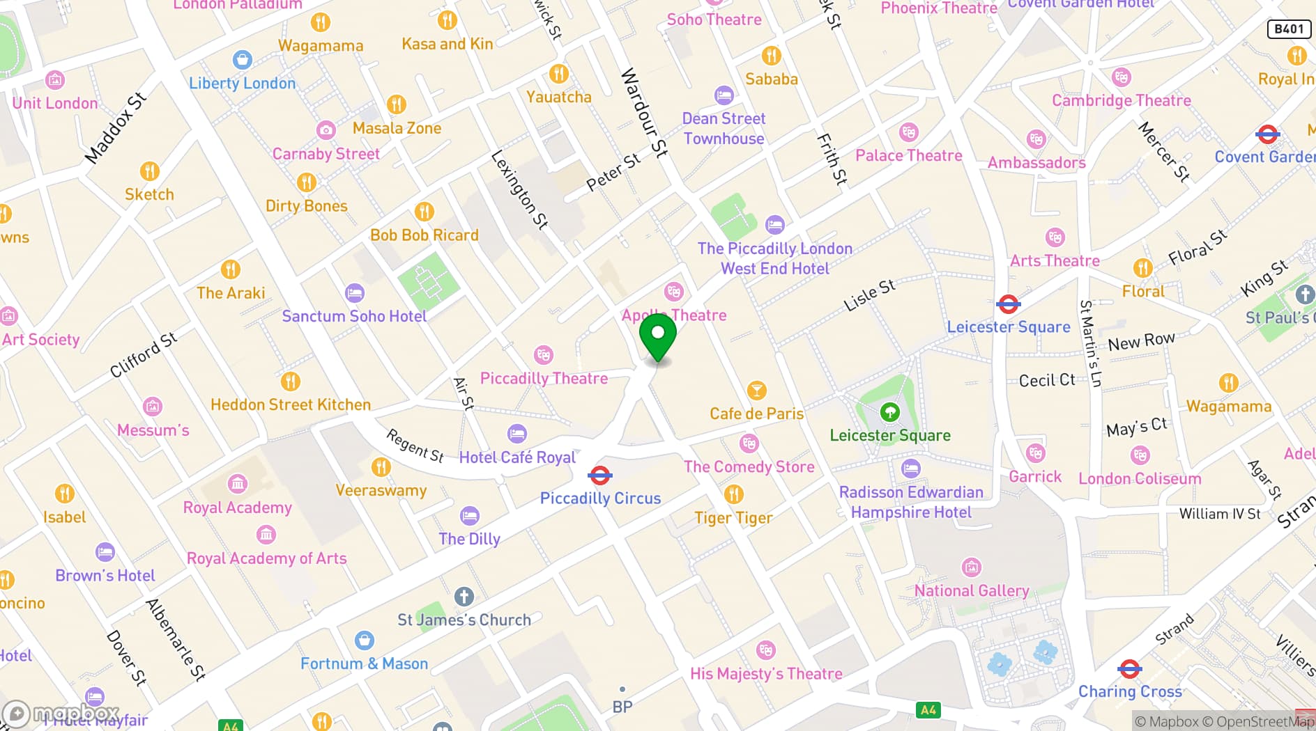 Map showing Albert's Schloss Soho