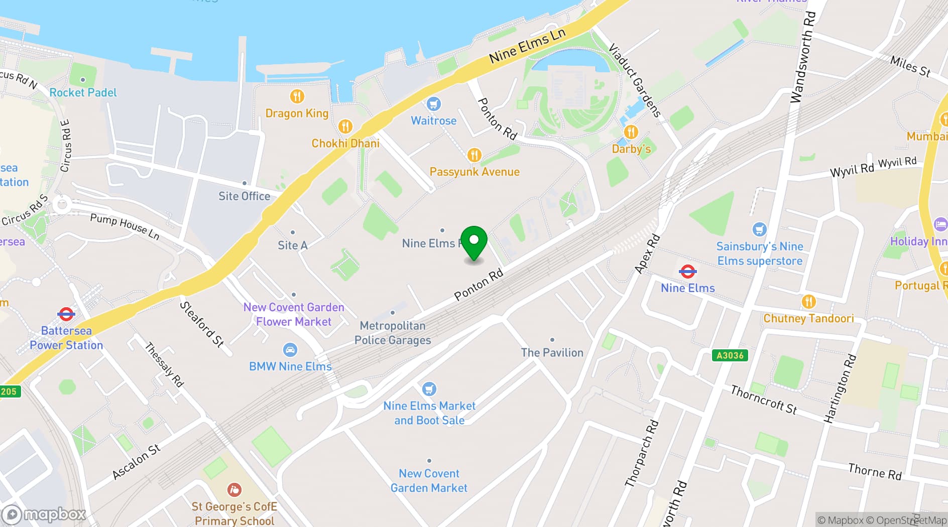 Map showing Flow Dance Nine Elms