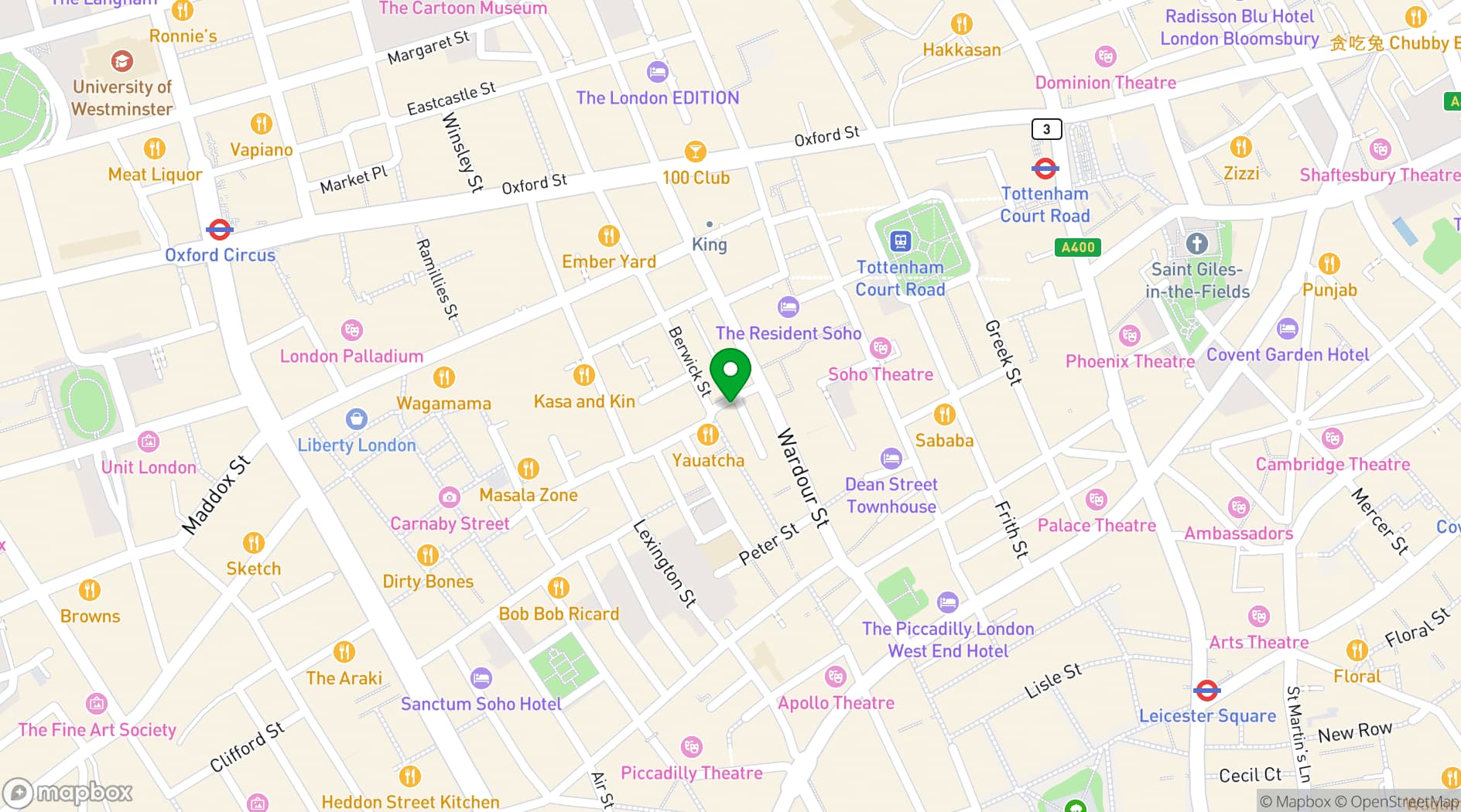Map showing Broadwick Soho