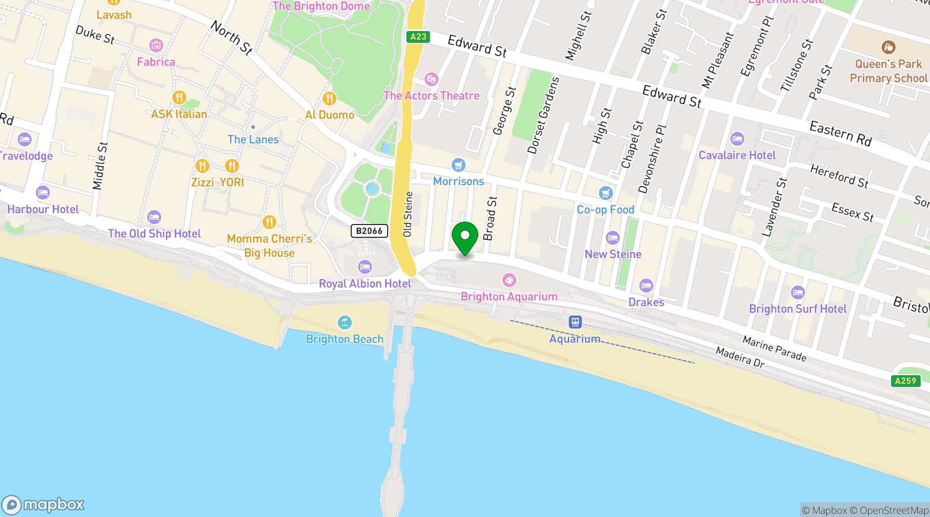 Map showing SEA LIFE Brighton Aquarium