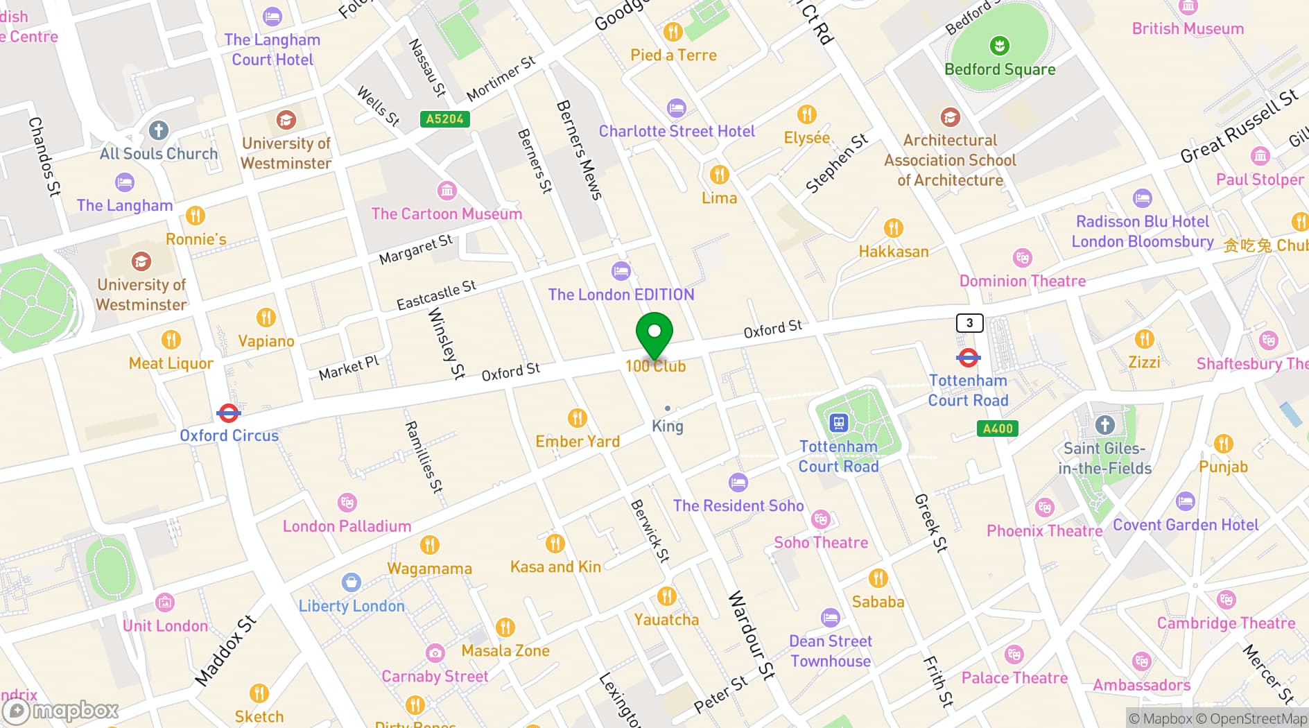 Map showing  Sook Oxford Street