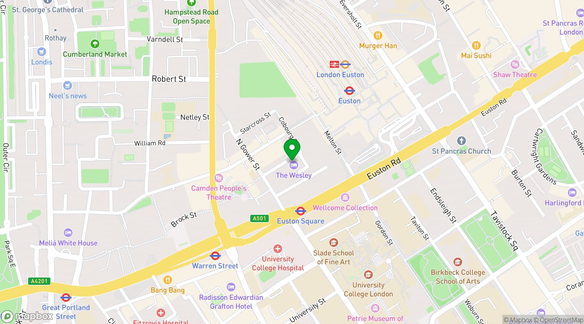 Map showing The Wesley Euston Hotel & Conference Venue 
