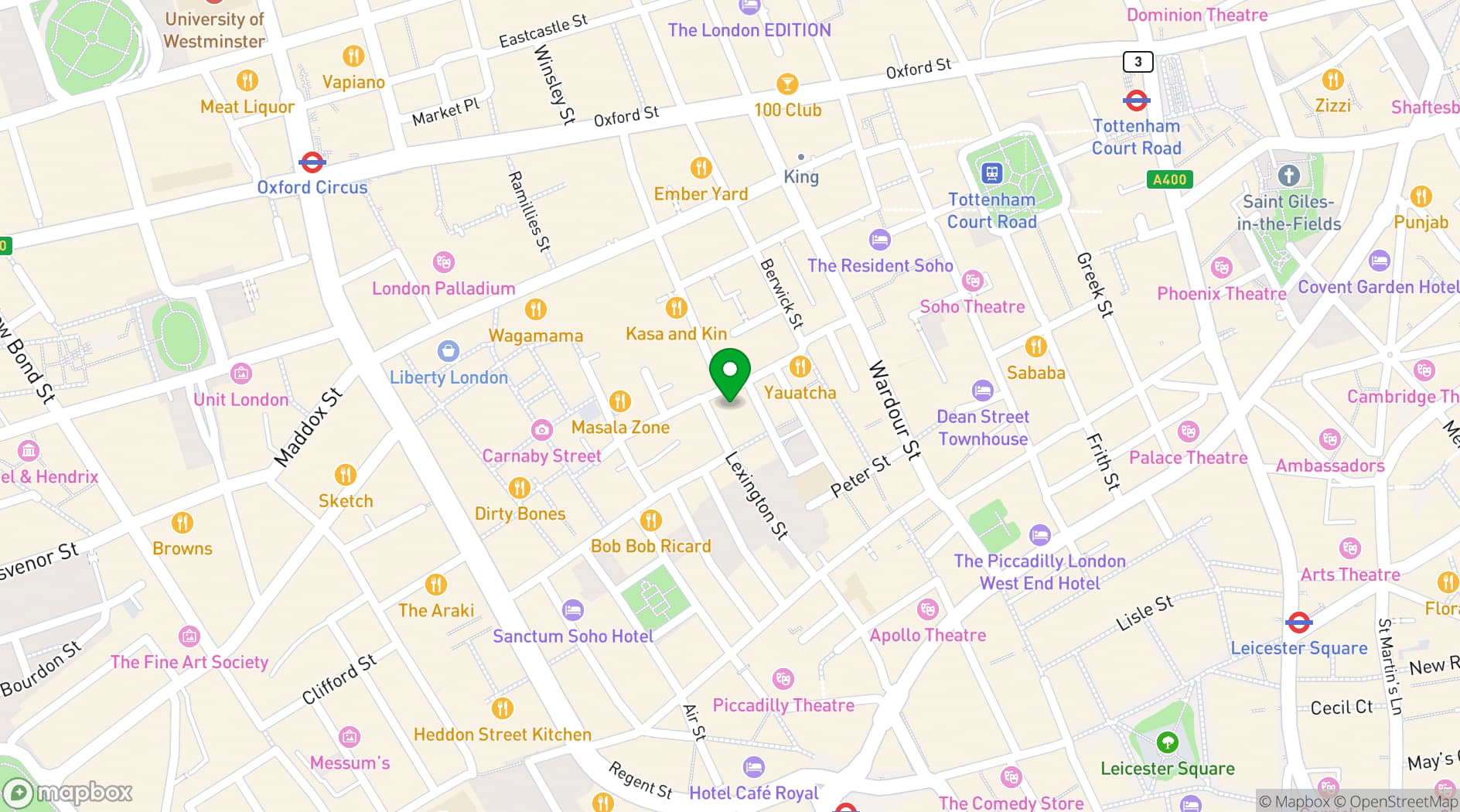 Map showing Wardour Street