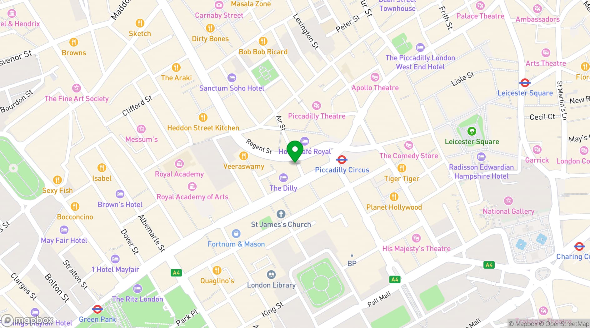 Map showing Hawksmoor Air Street