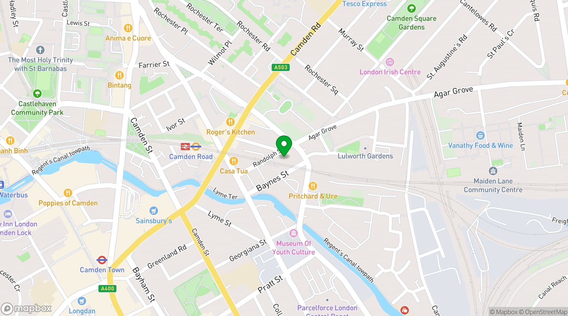 Map showing The Colonel Fawcett