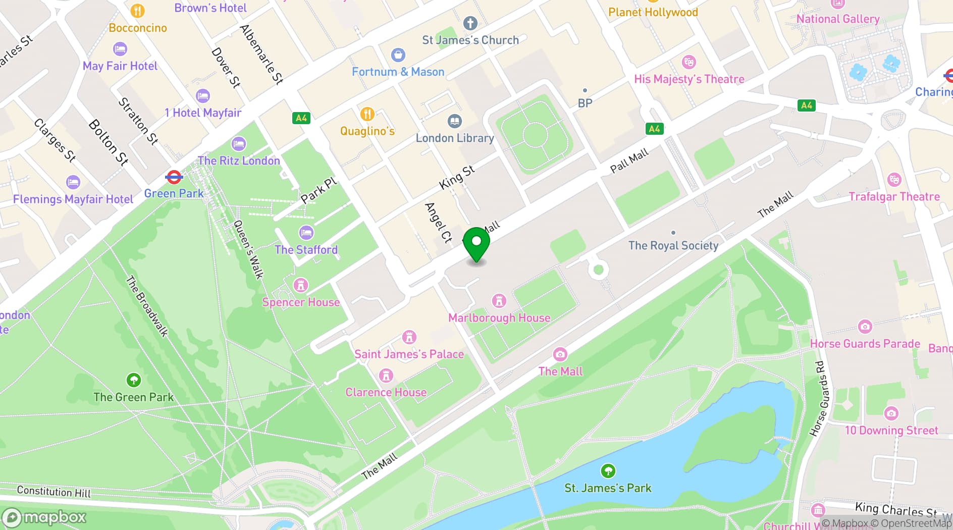 Map showing Oxford and Cambridge Club