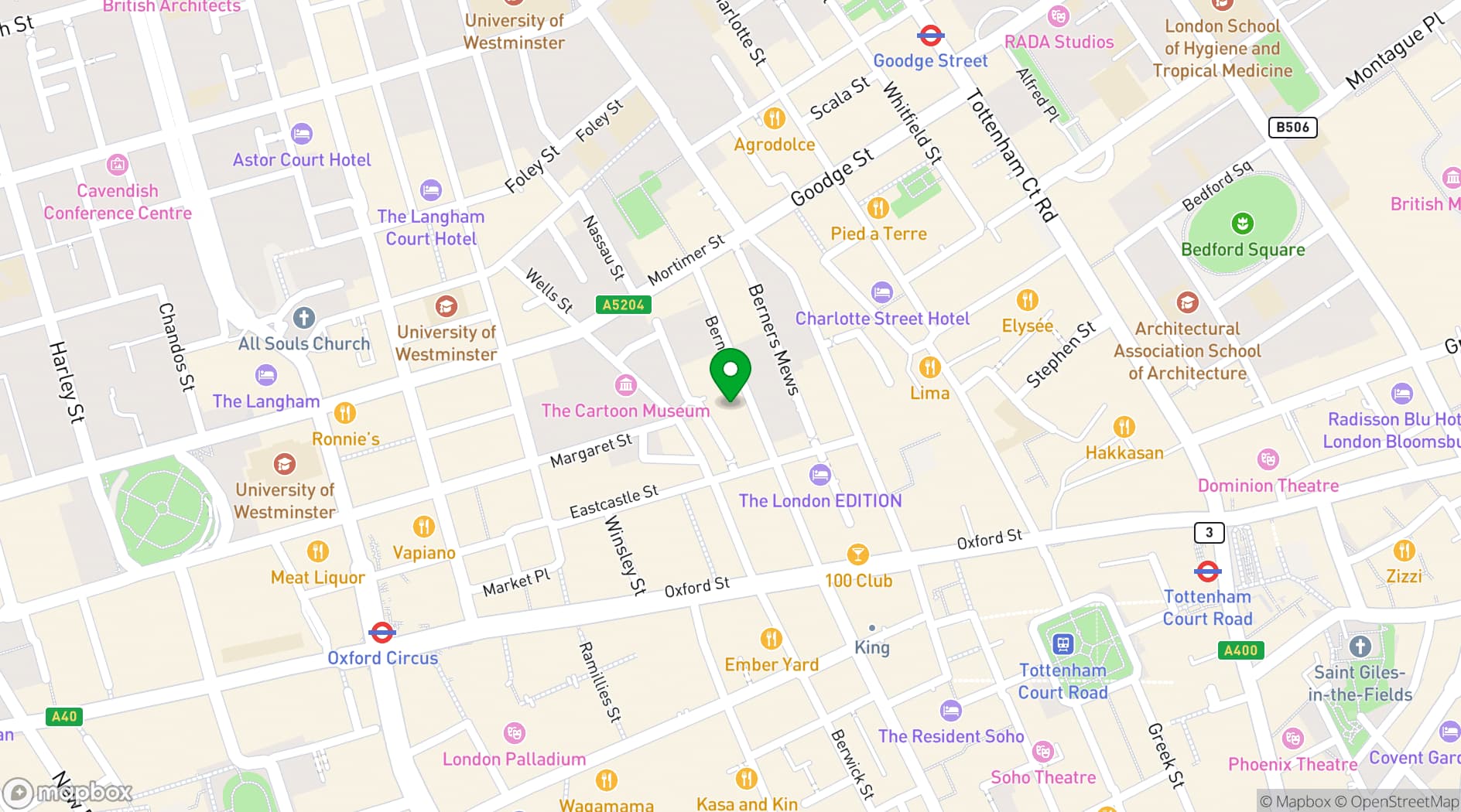 Map showing Sanderson London