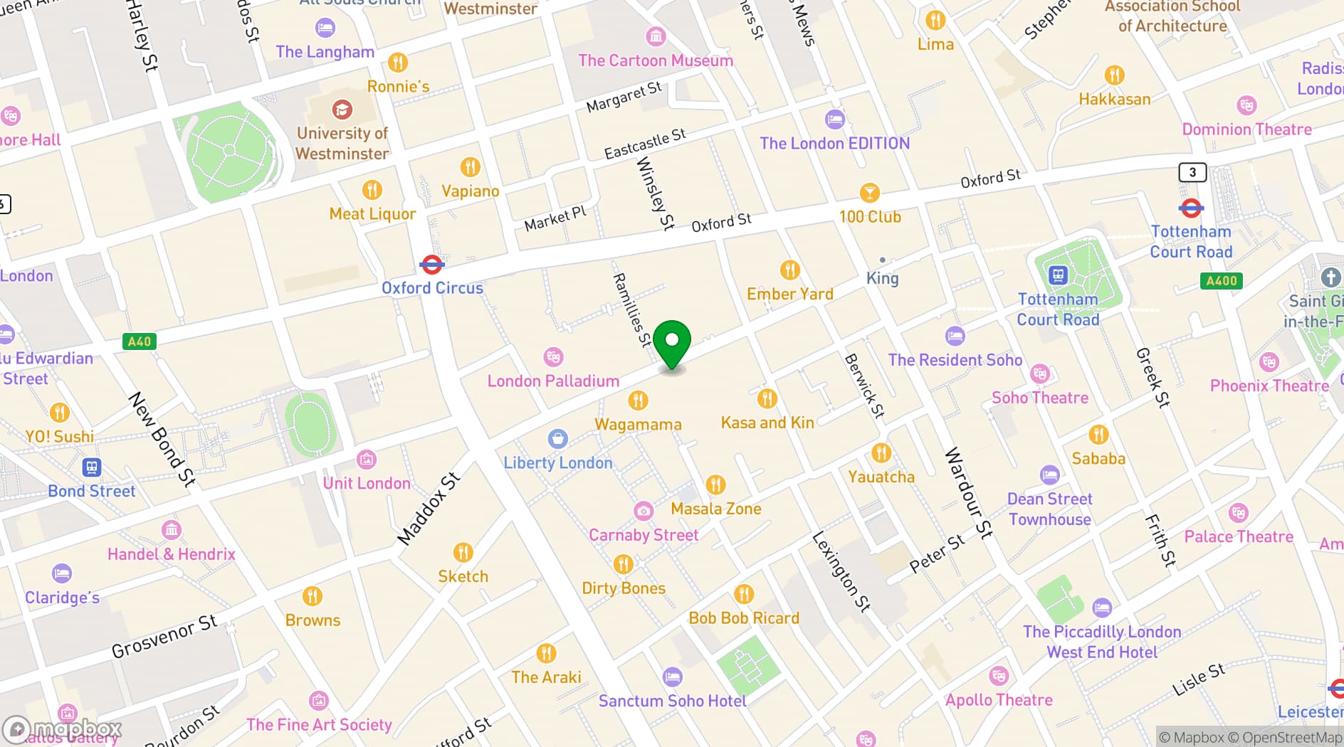 Map showing Schott Music London