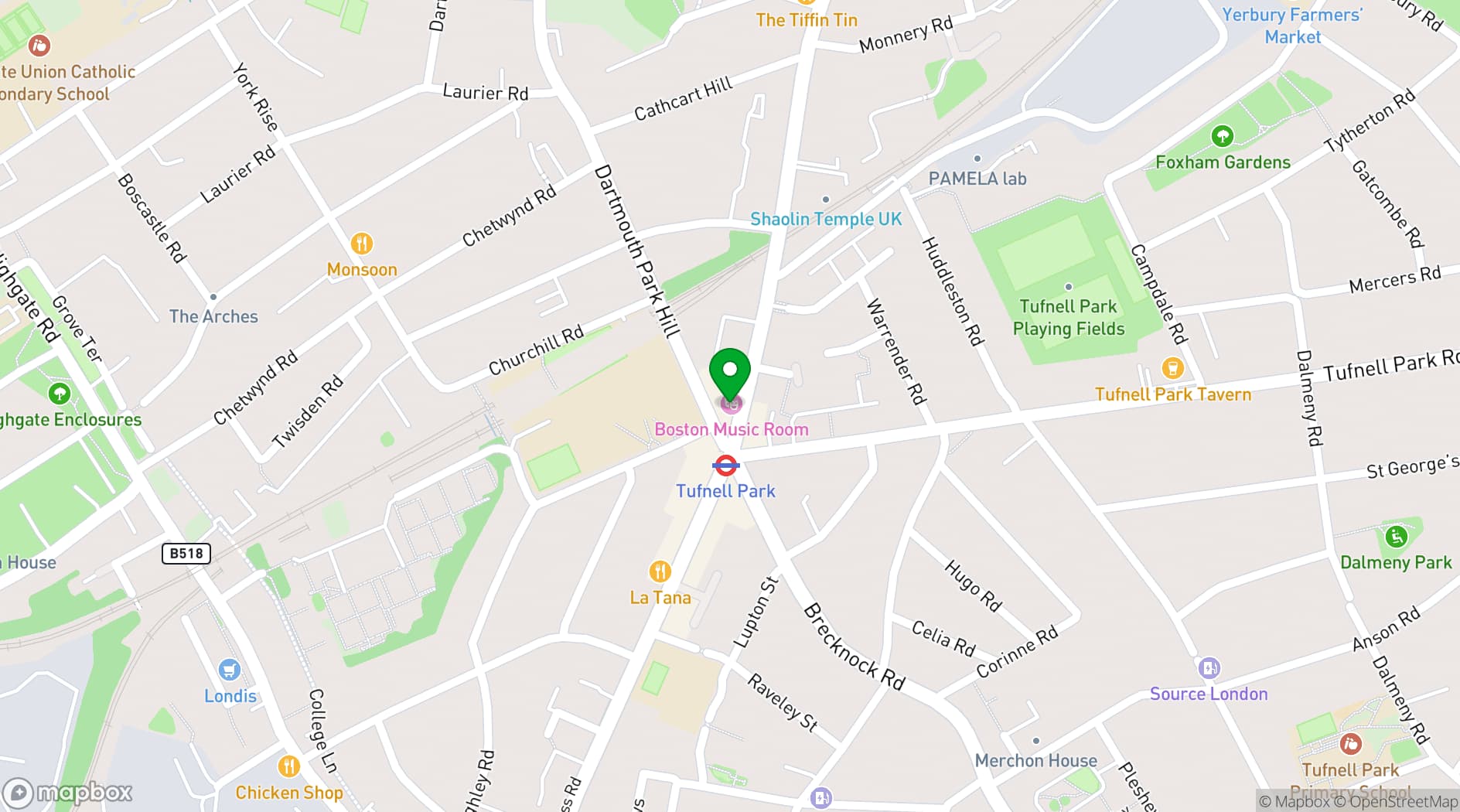 Map showing The Dome