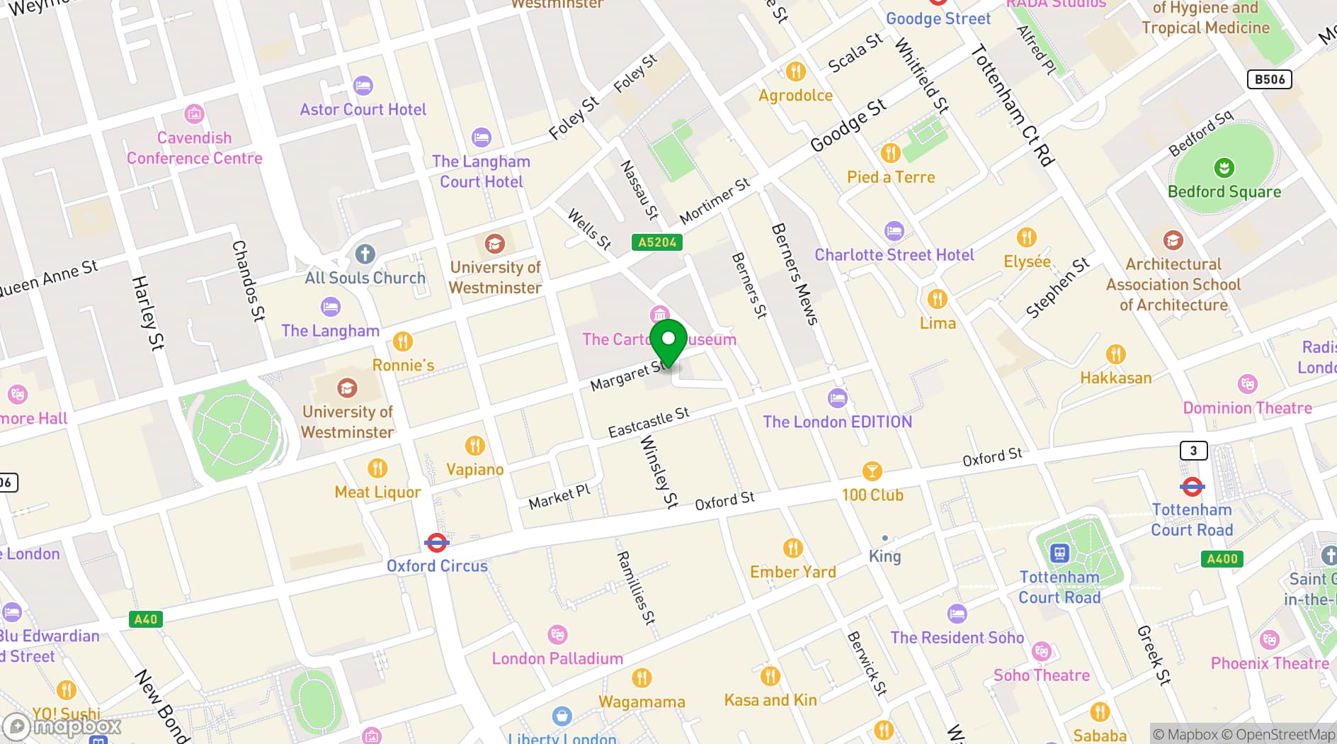 Map showing Marylebone Room