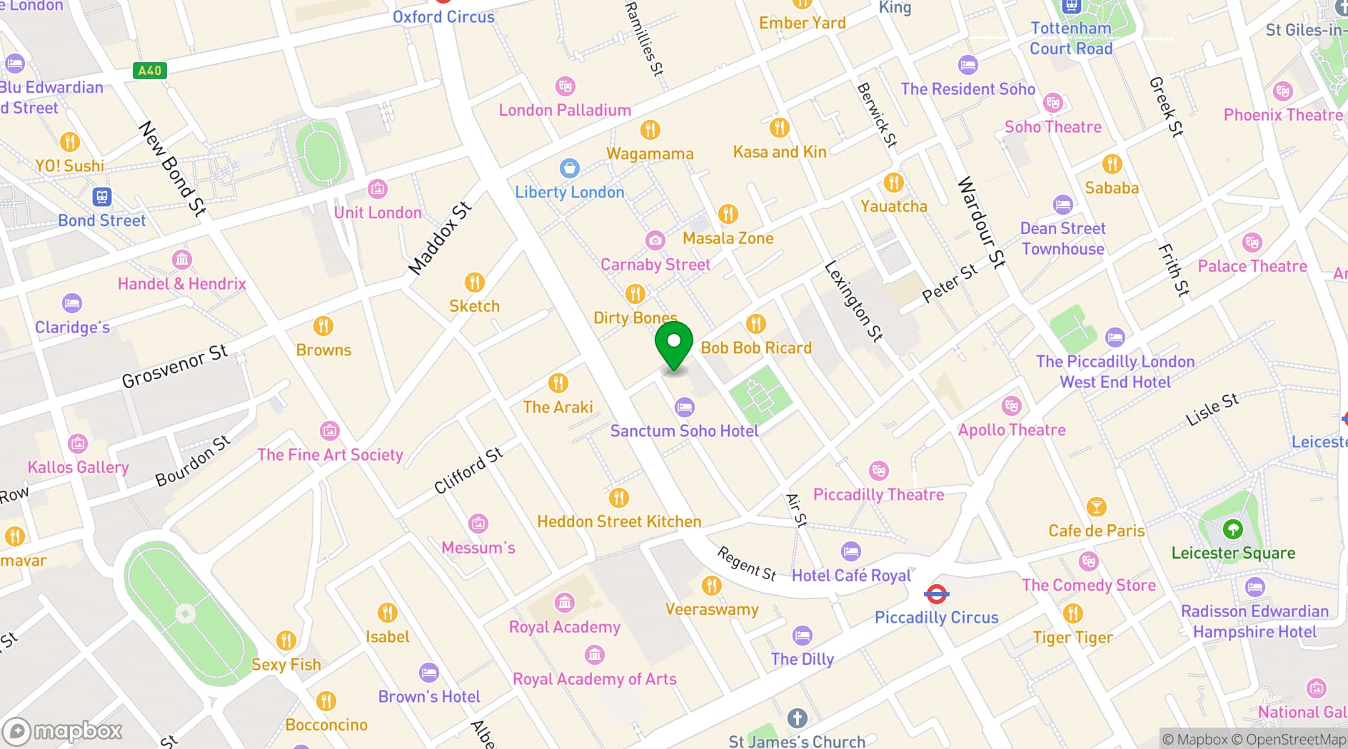 Map showing Be At One - Regent Street