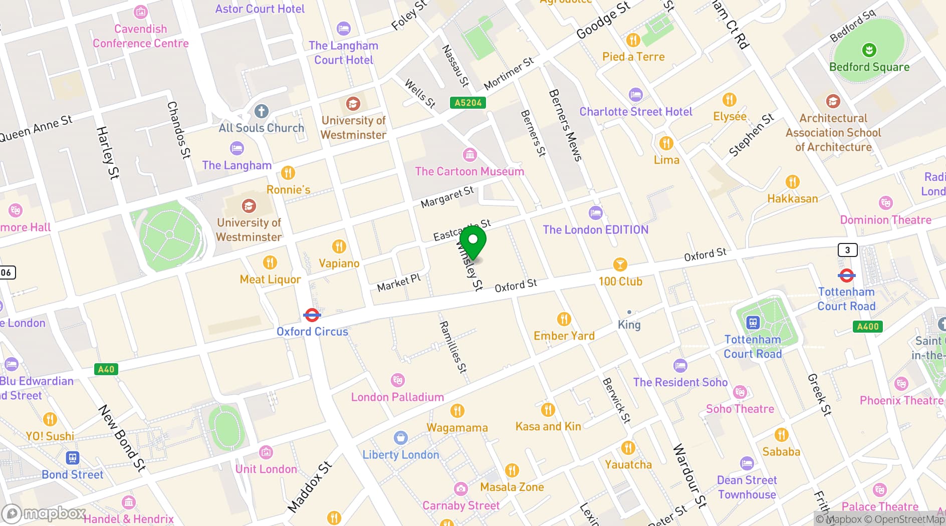 Map showing Selene London