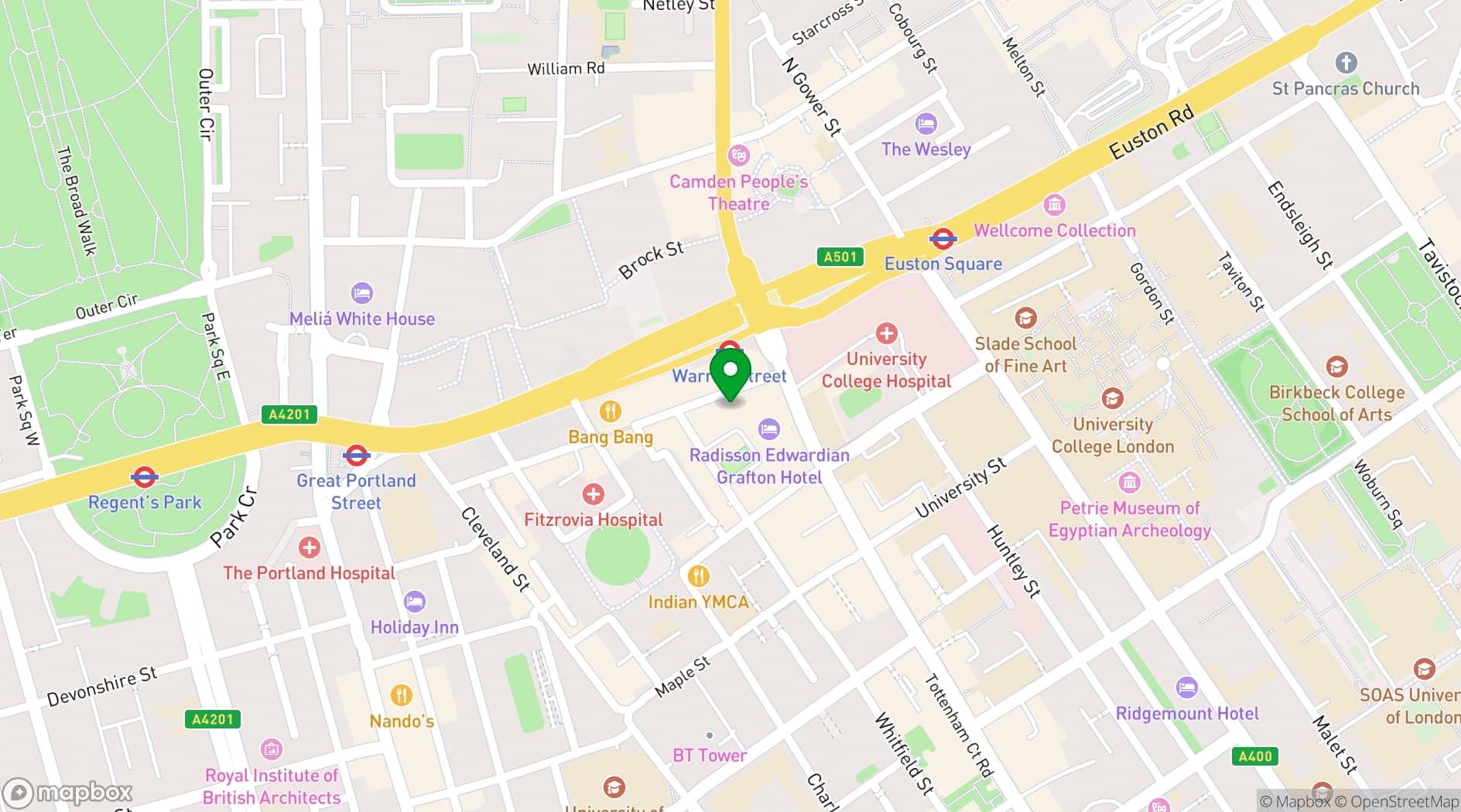 Map showing The Prince of Wales Feathers