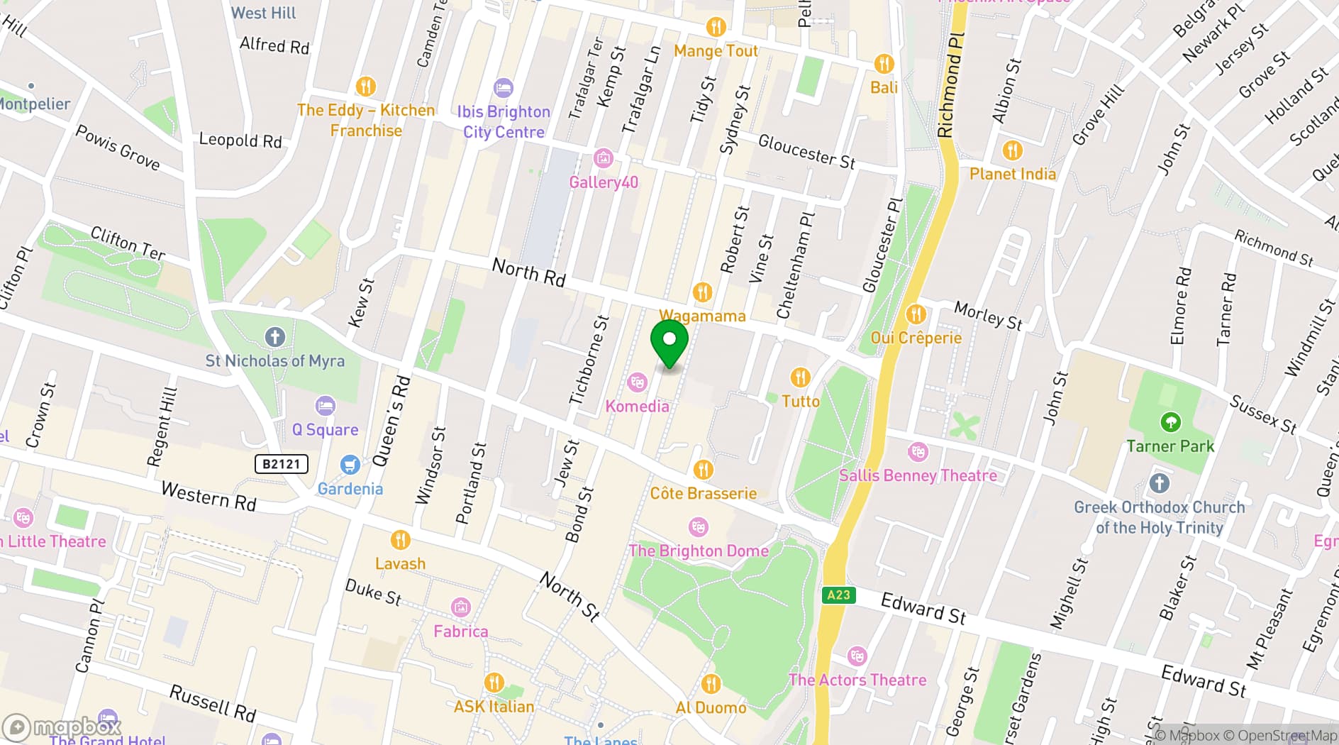 Map showing Las Iguanas Brighton