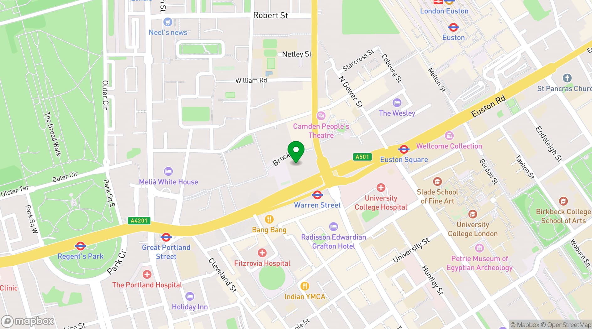 Map showing BloomsYard - Regents Place