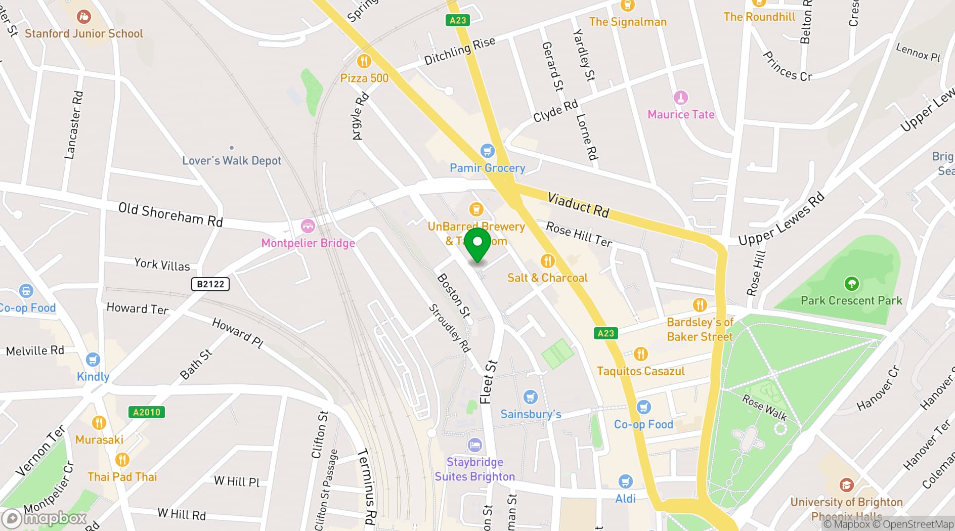 Map showing Runway East Brighton