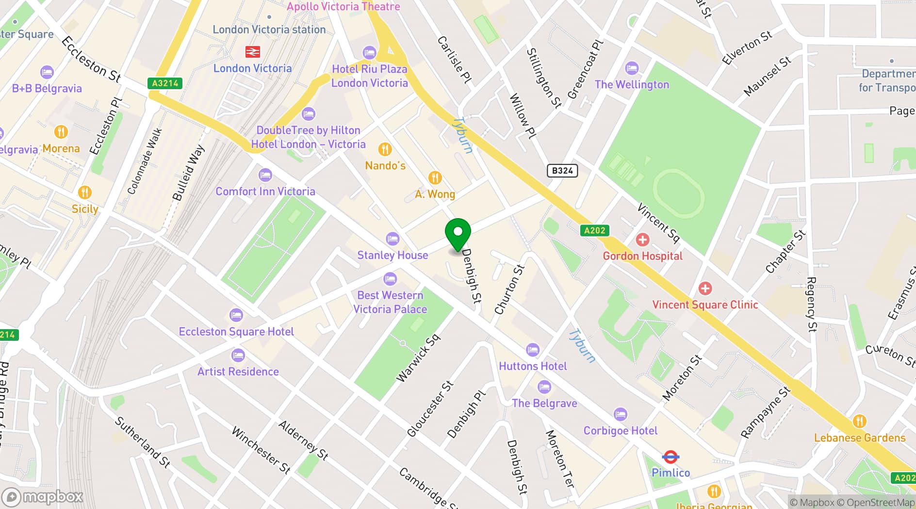 Map showing Upstairs Gallery at Luminaire Arts, Pimlico