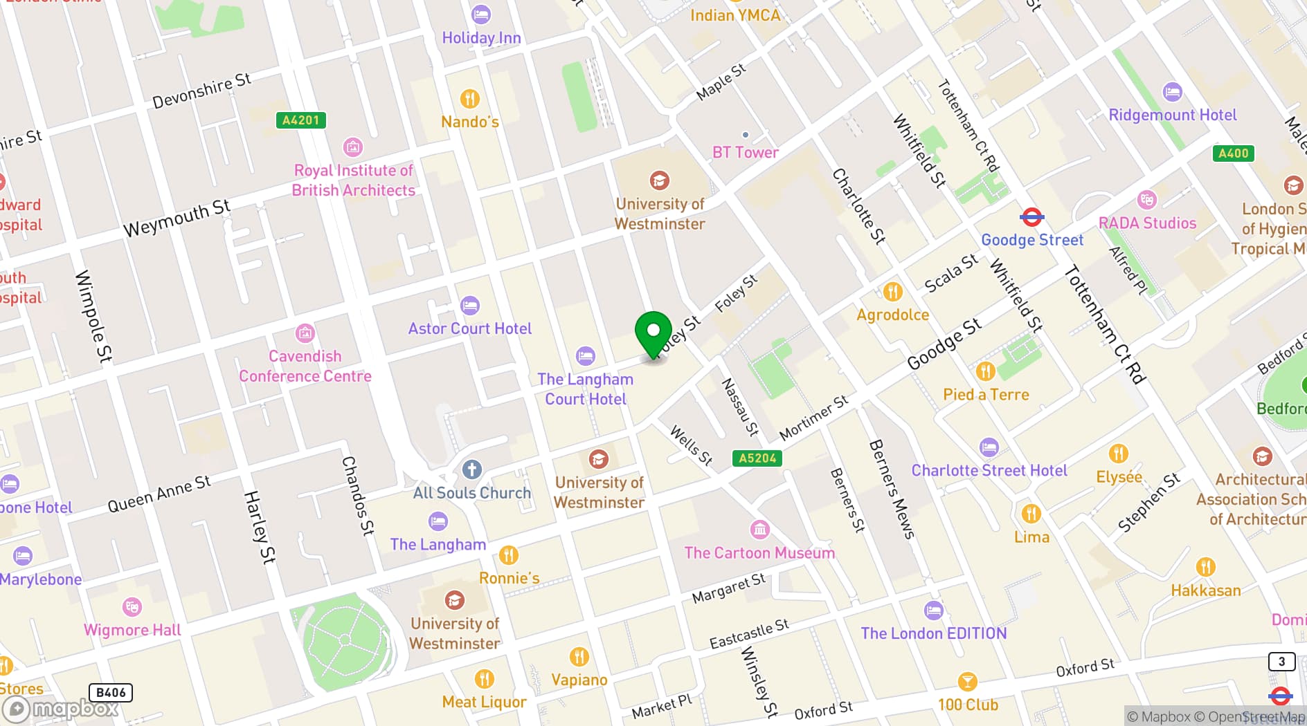 Map showing Nobel Meeting Room