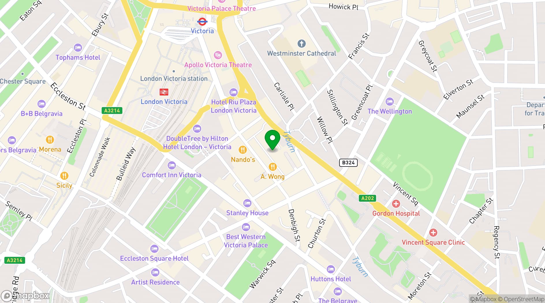 Map showing Queen Mother Sports Centre