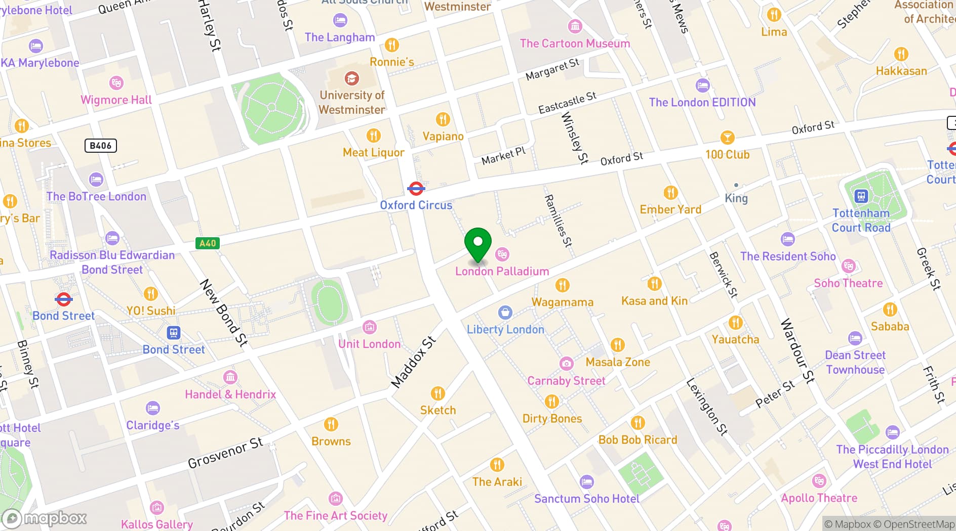 Map showing LUNA LONDON