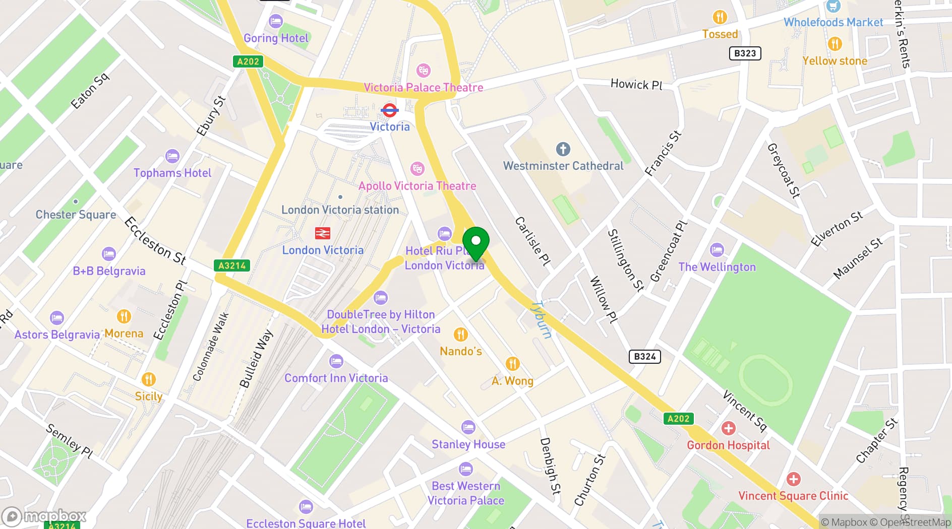 Map showing Park Plaza Victoria London