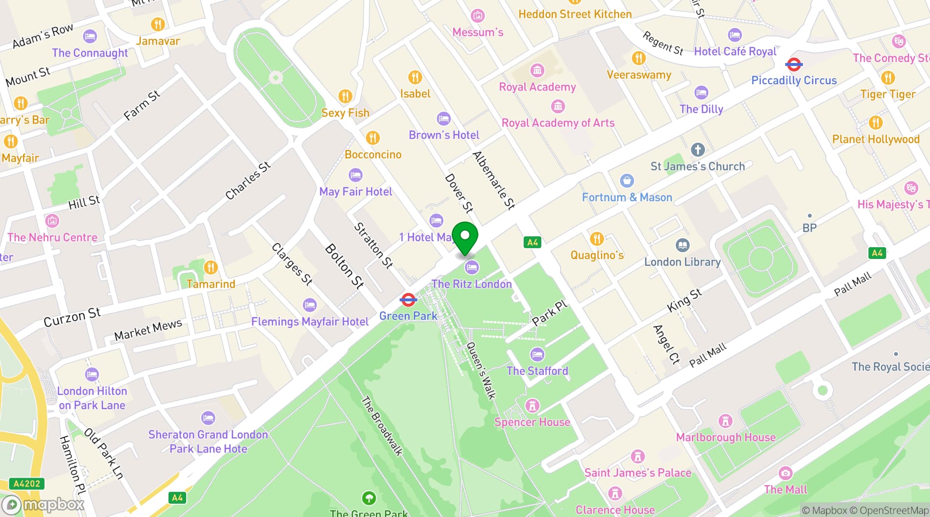 Map showing The Ritz London