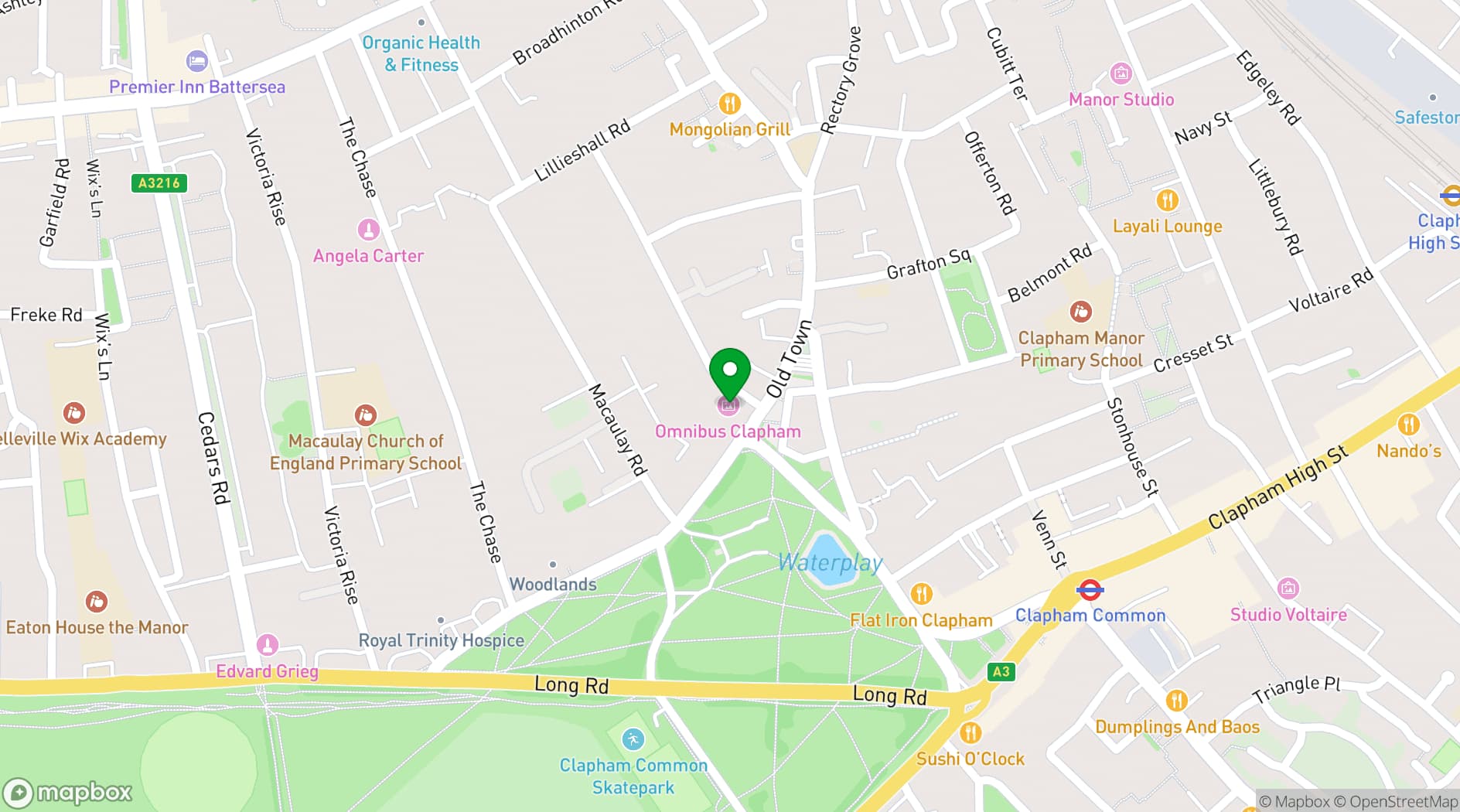 Map showing Omnibus Theatre