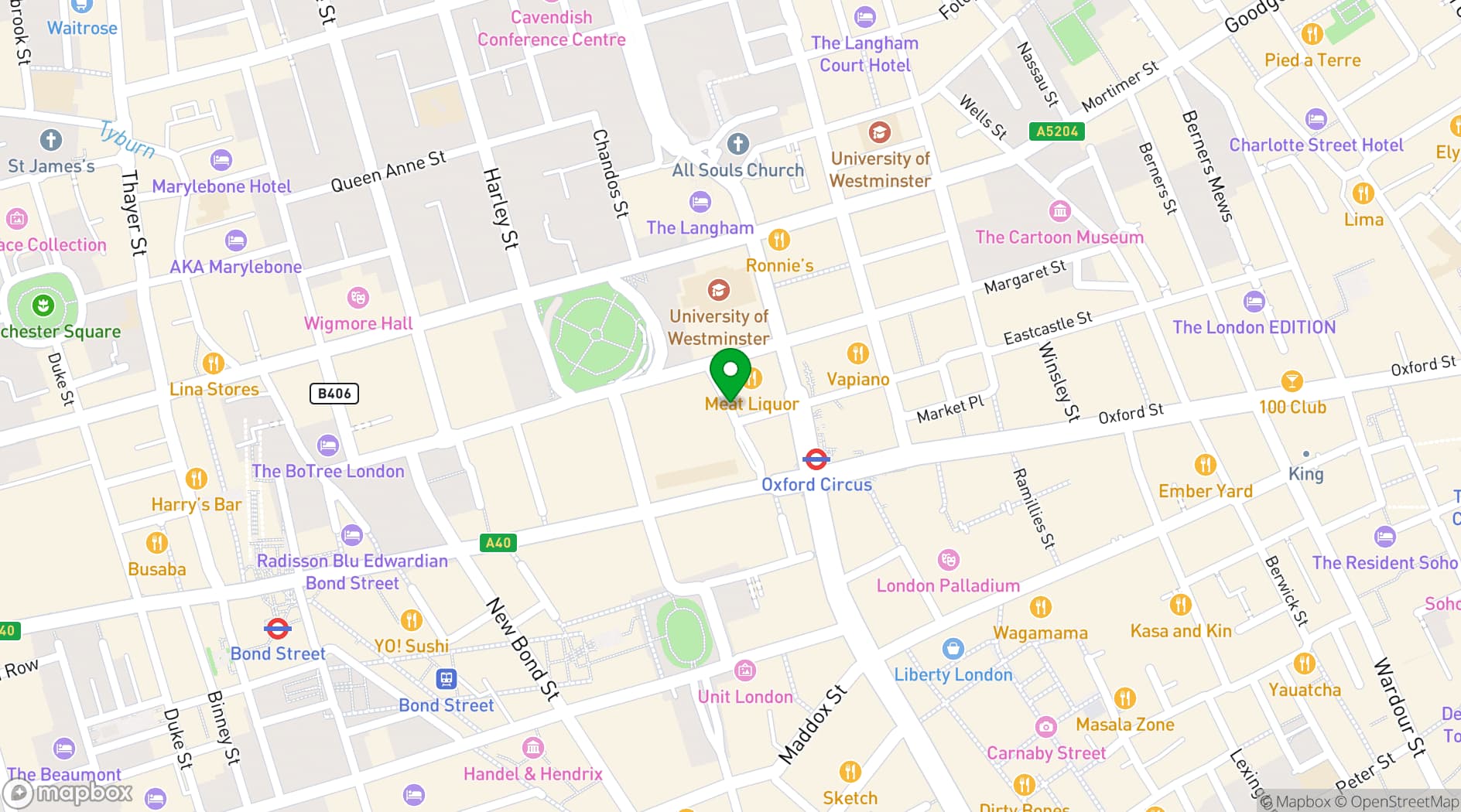 Map showing Swingers West End