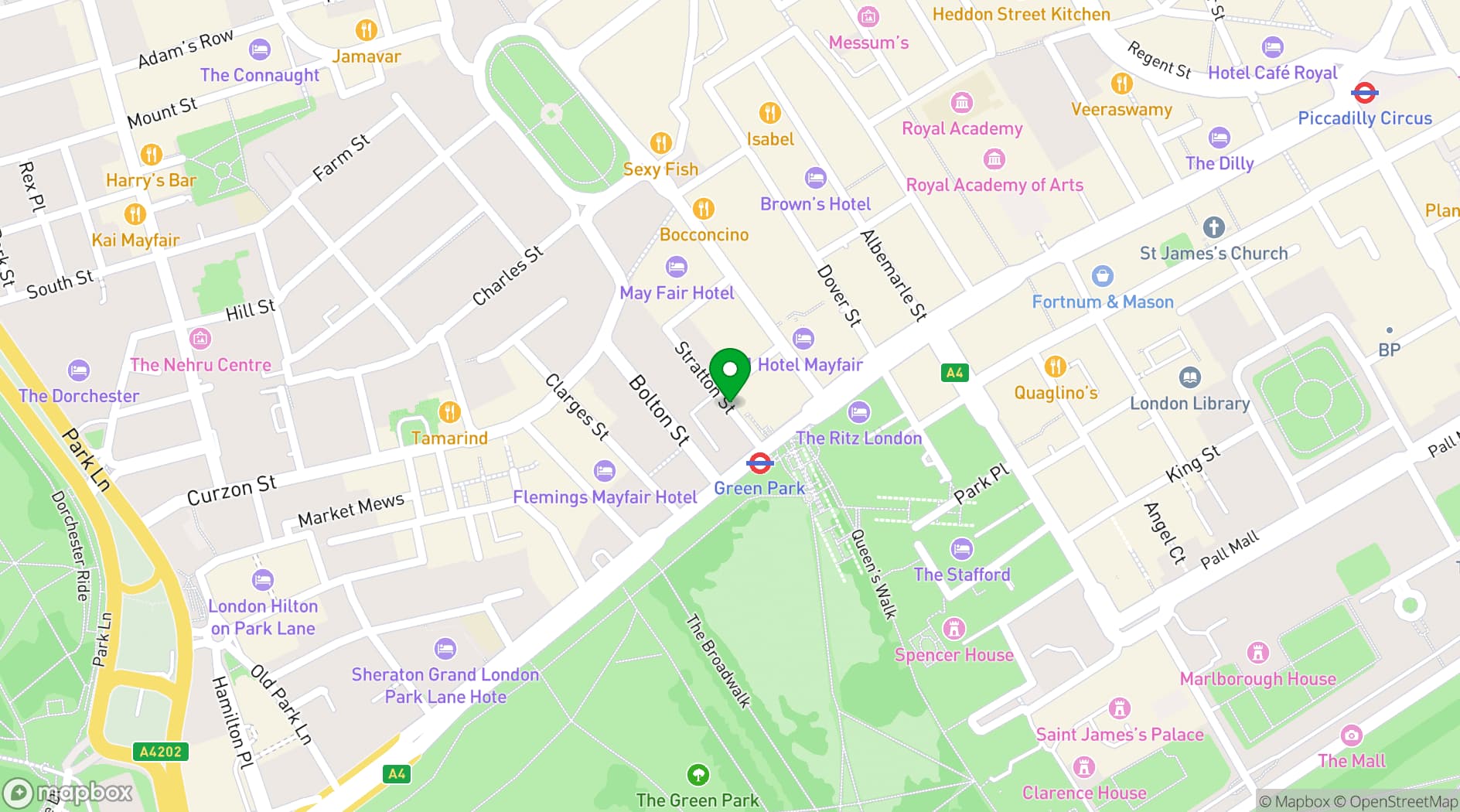 Map showing Langan's Brasserie