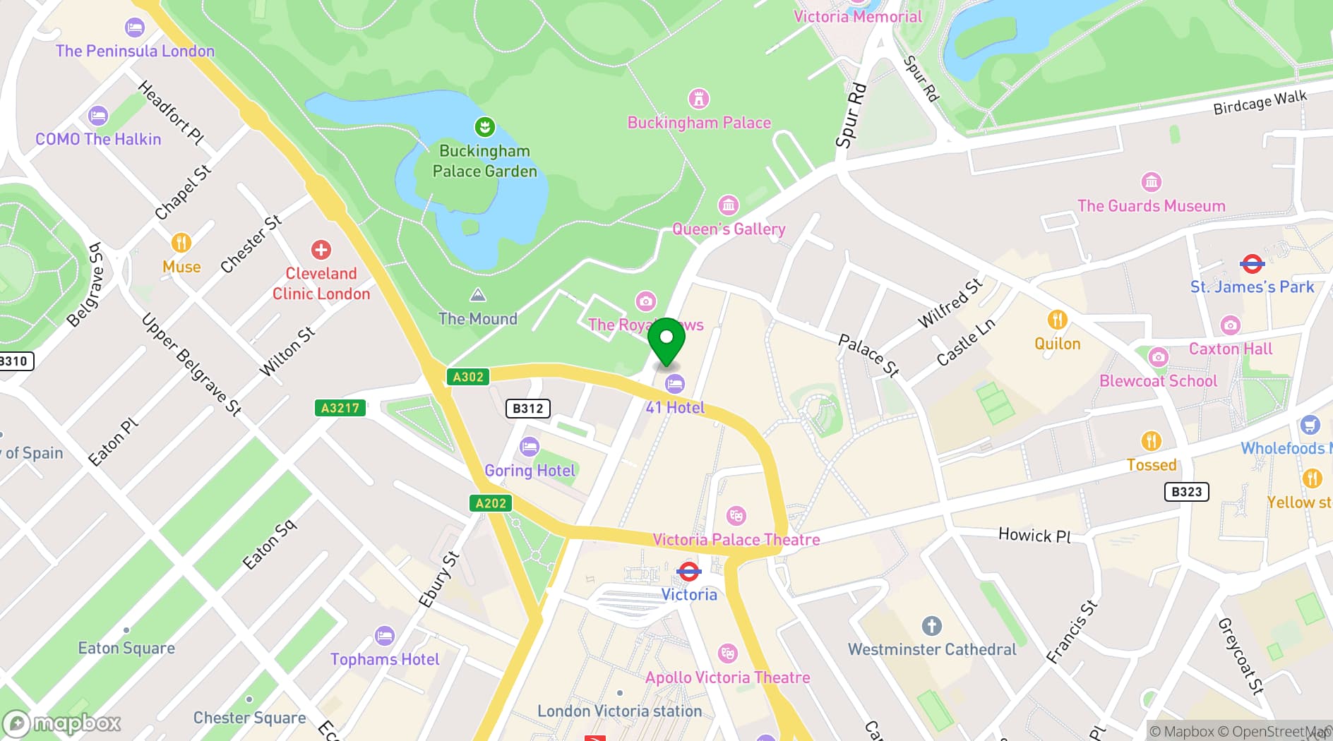 Map showing The Rubens at the Palace