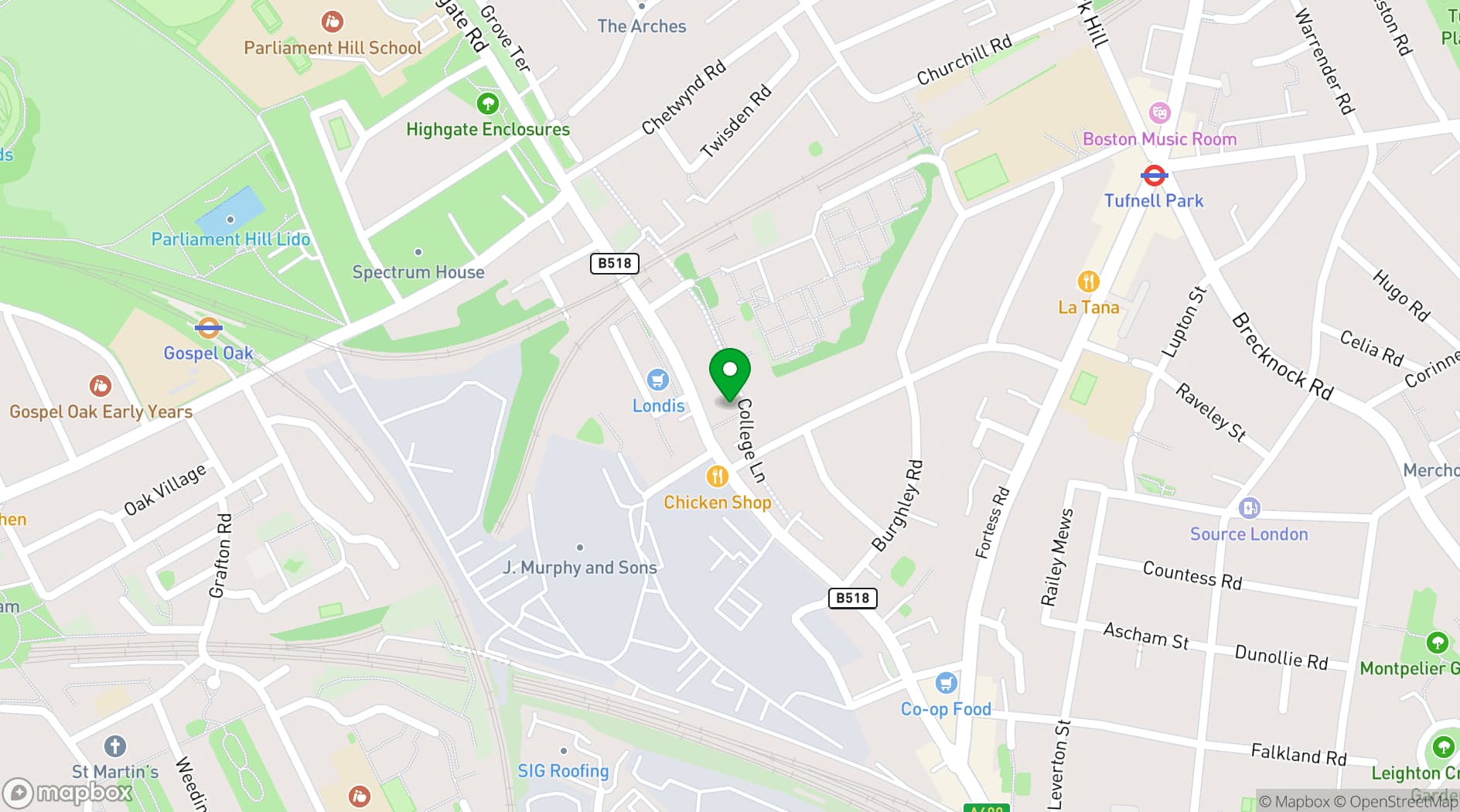 Map showing The Vine
