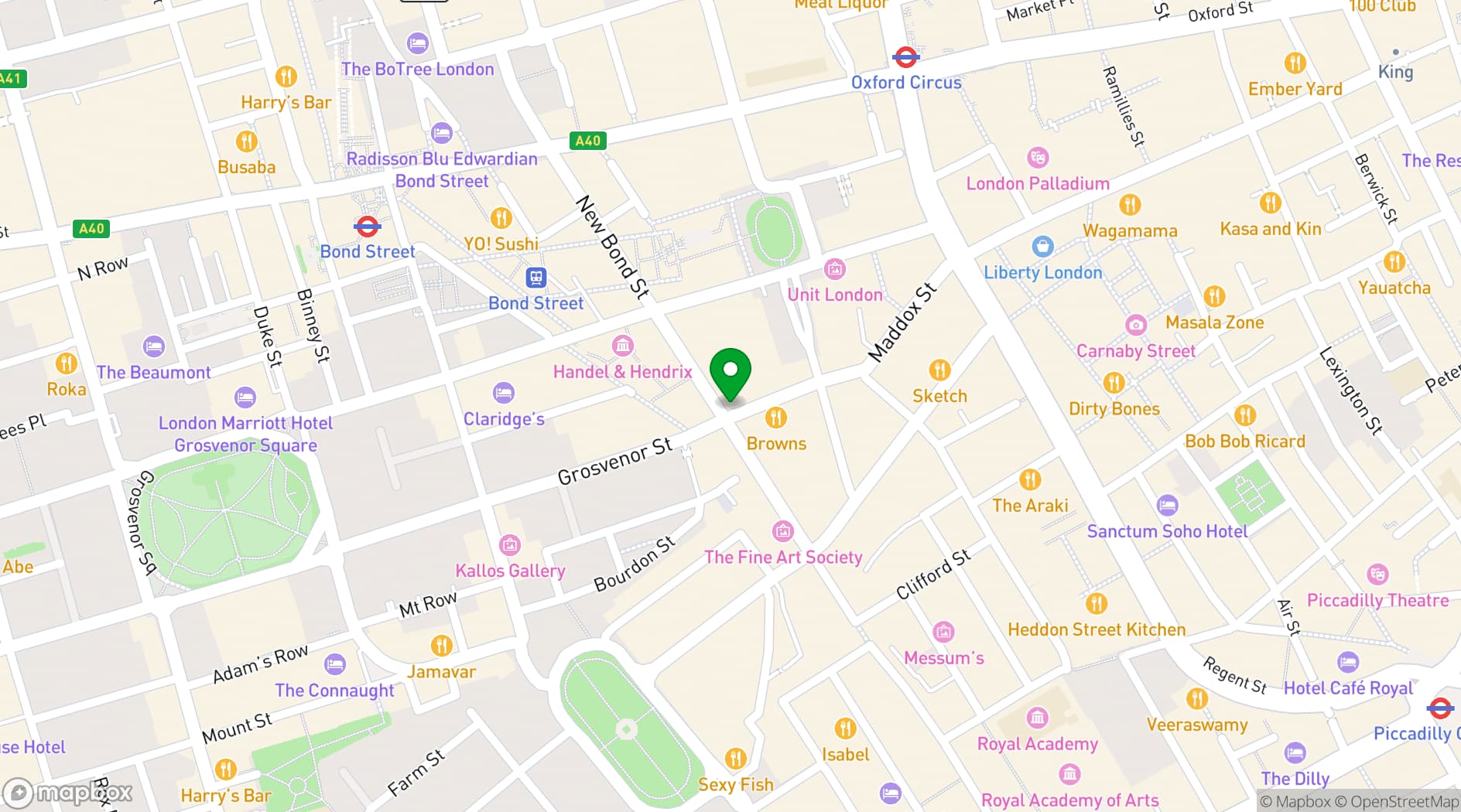 Map showing Browns Mayfair