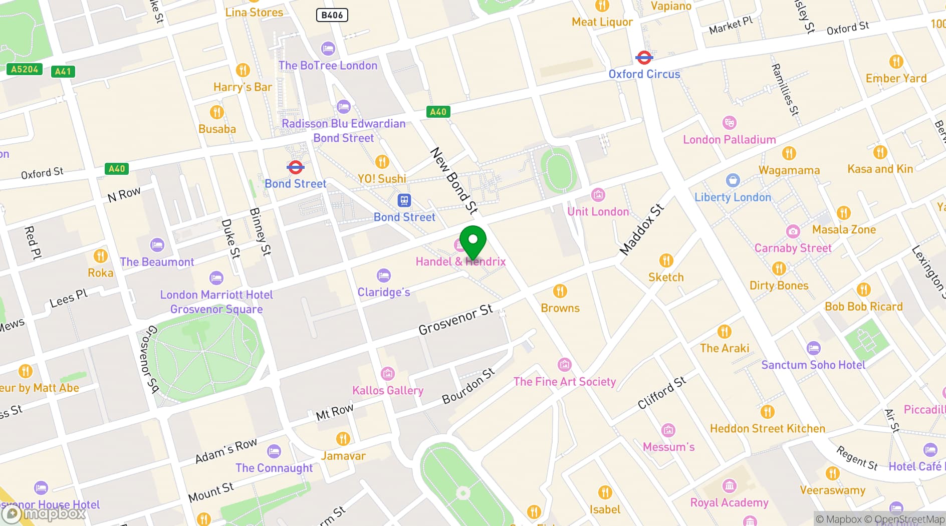 Map showing Hush Mayfair