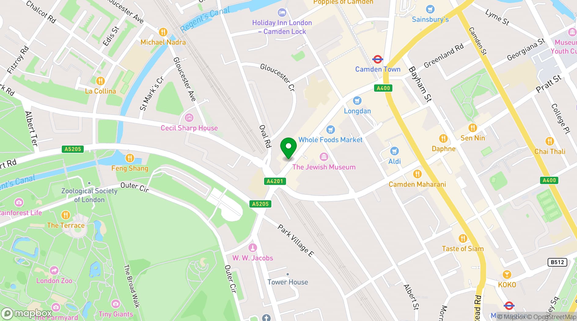 Map showing Green Note