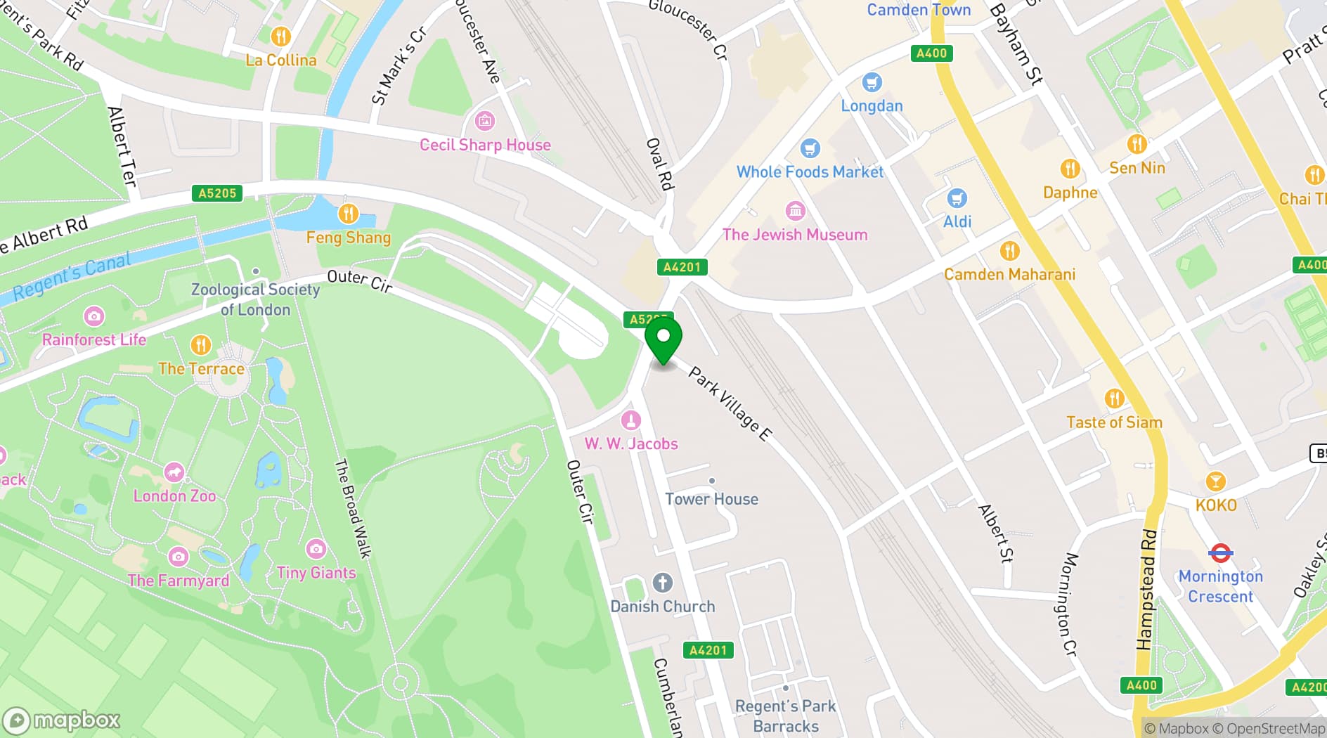 Map showing Park Village