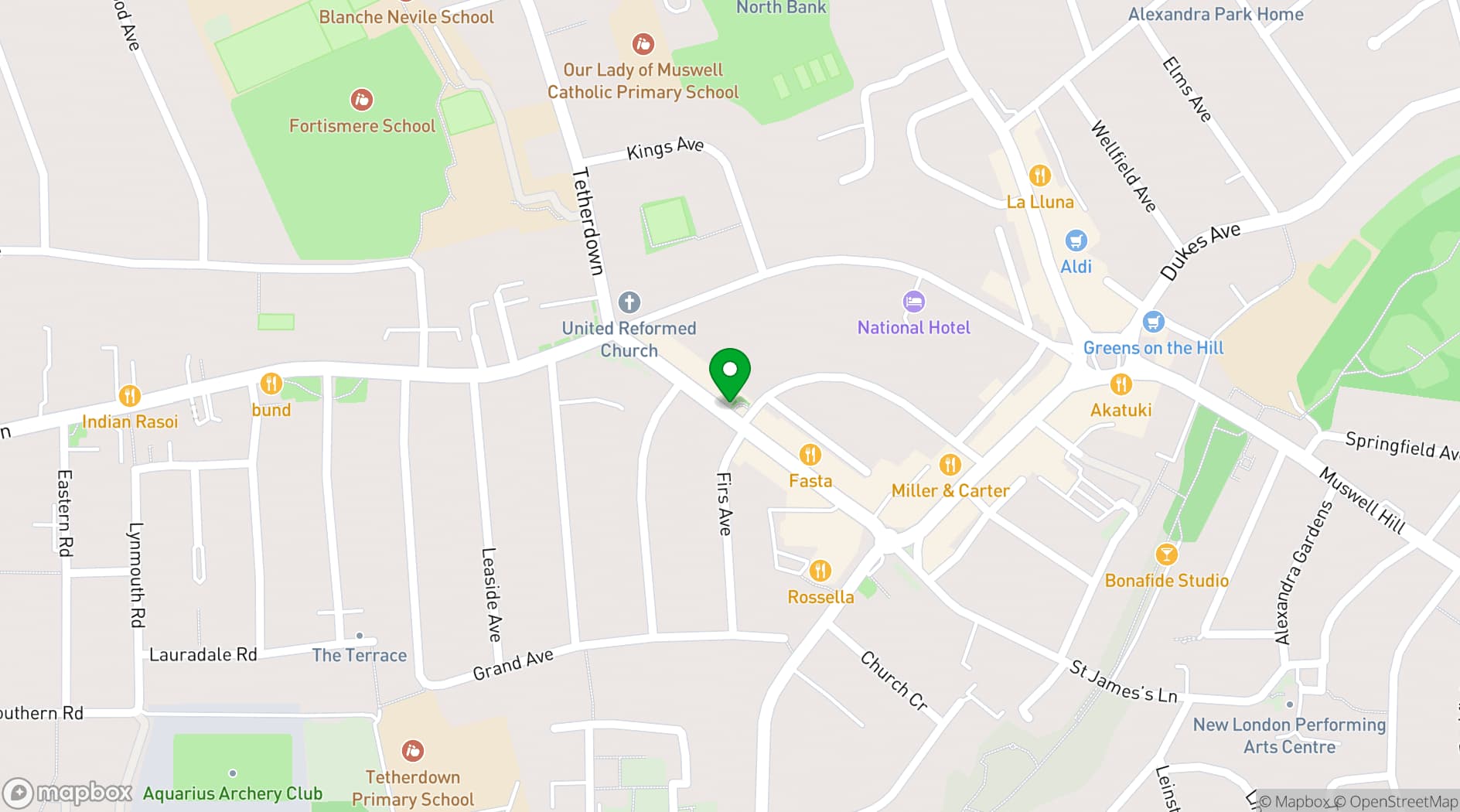 Map showing The Village Green