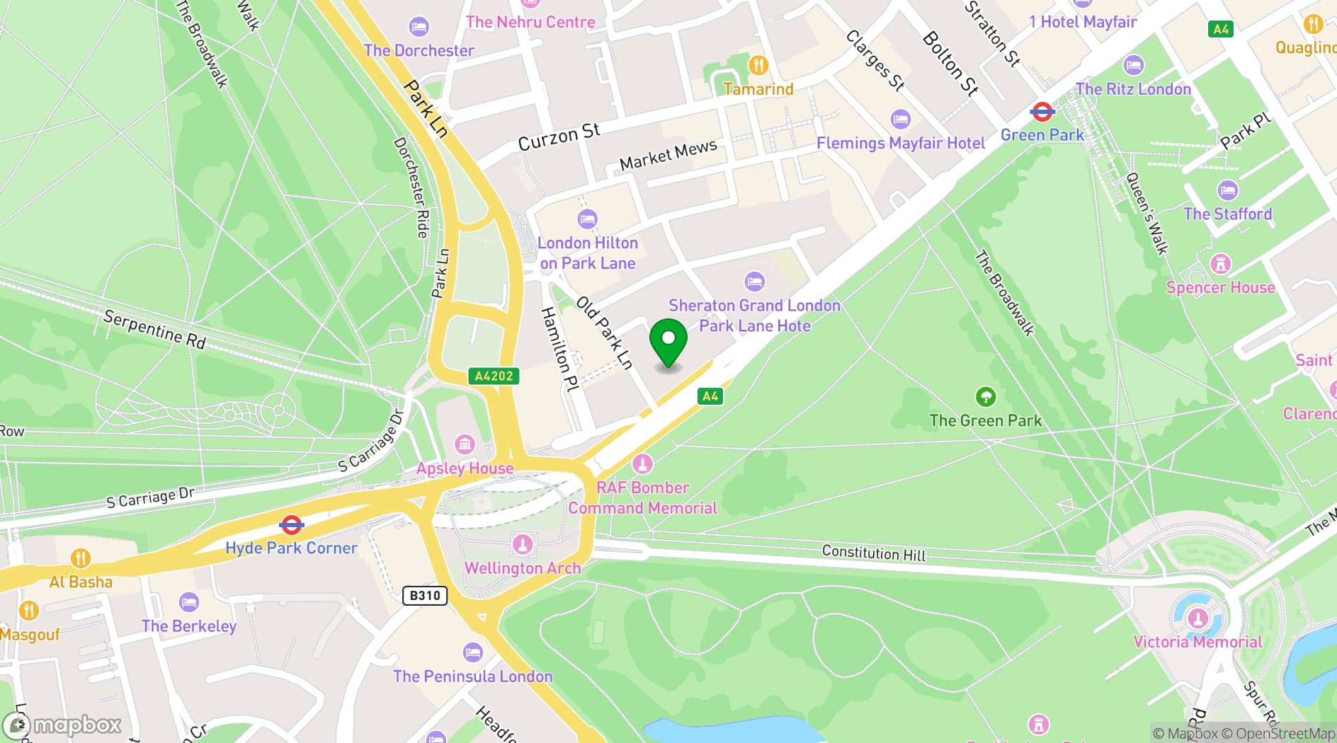 Map showing RAF Club