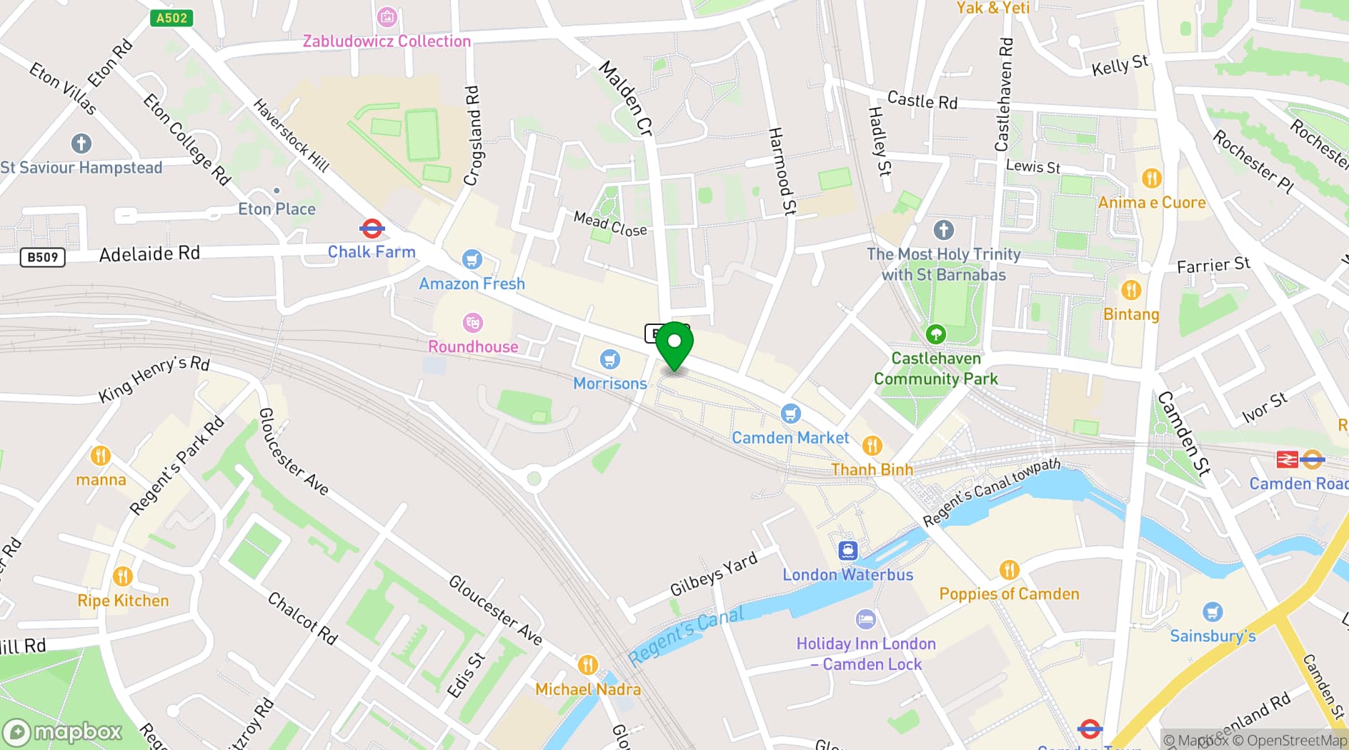 Map showing The Lucky Club Camden