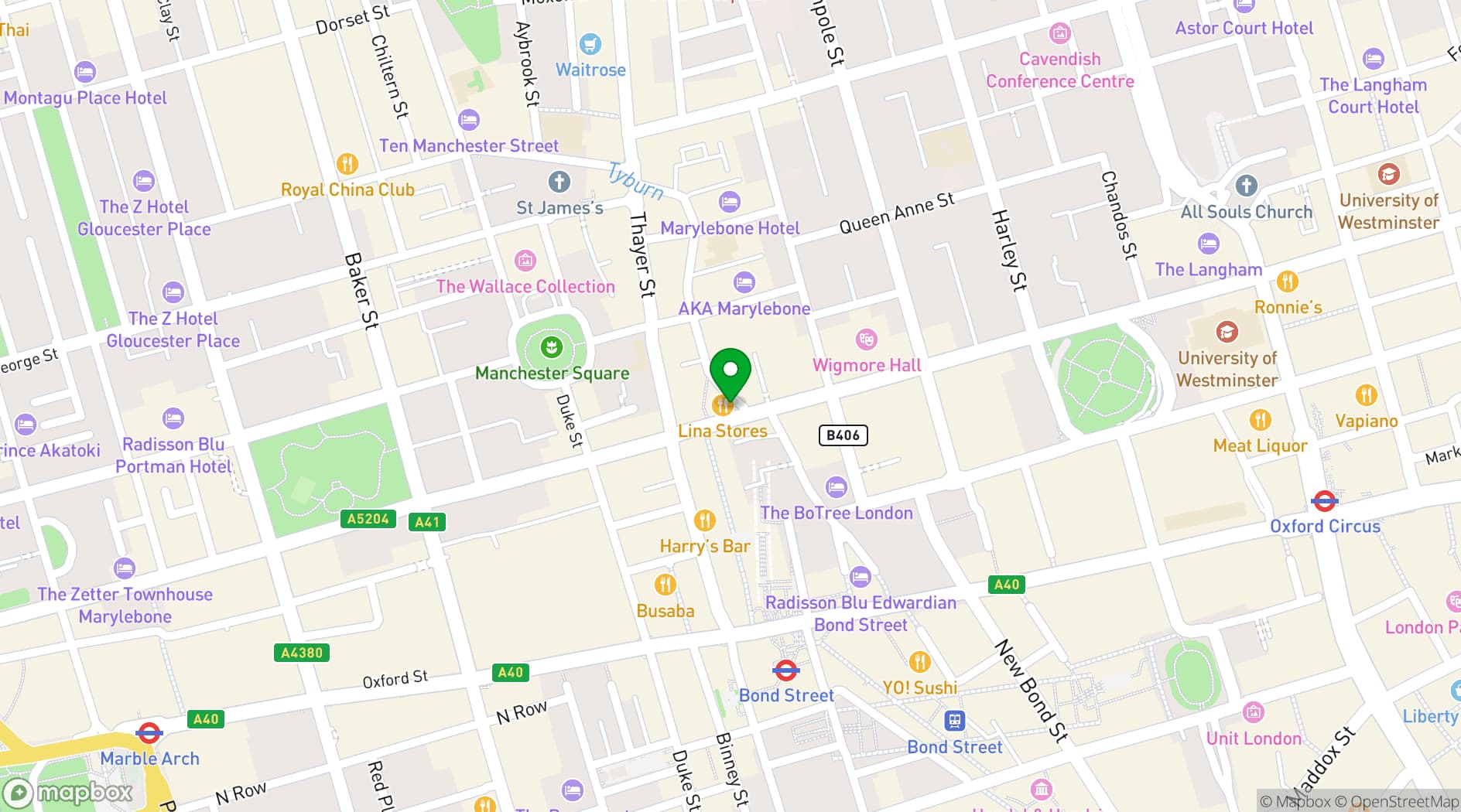 Map showing Lina Stores