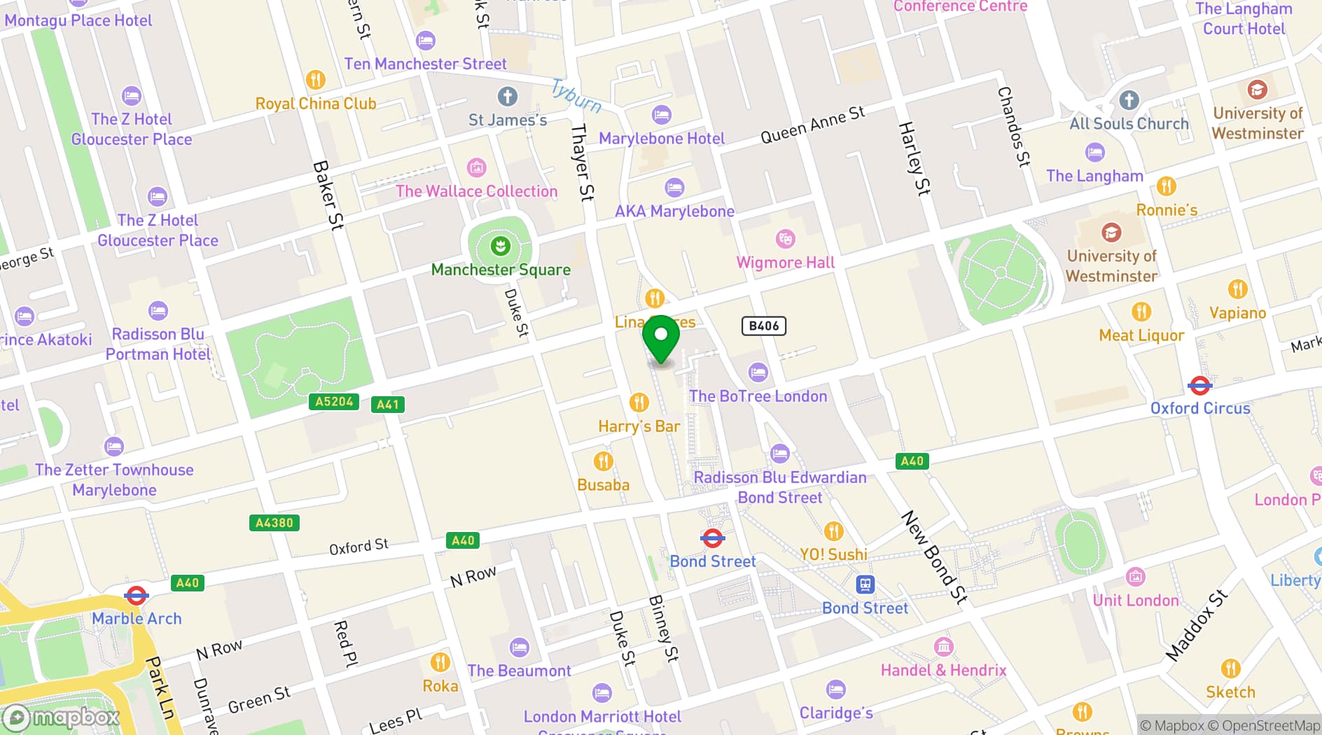 Map showing Cote Brasserie St. Christopher's Place 