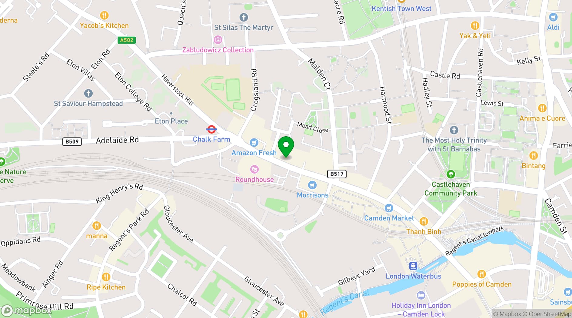 Map showing The Camden Club