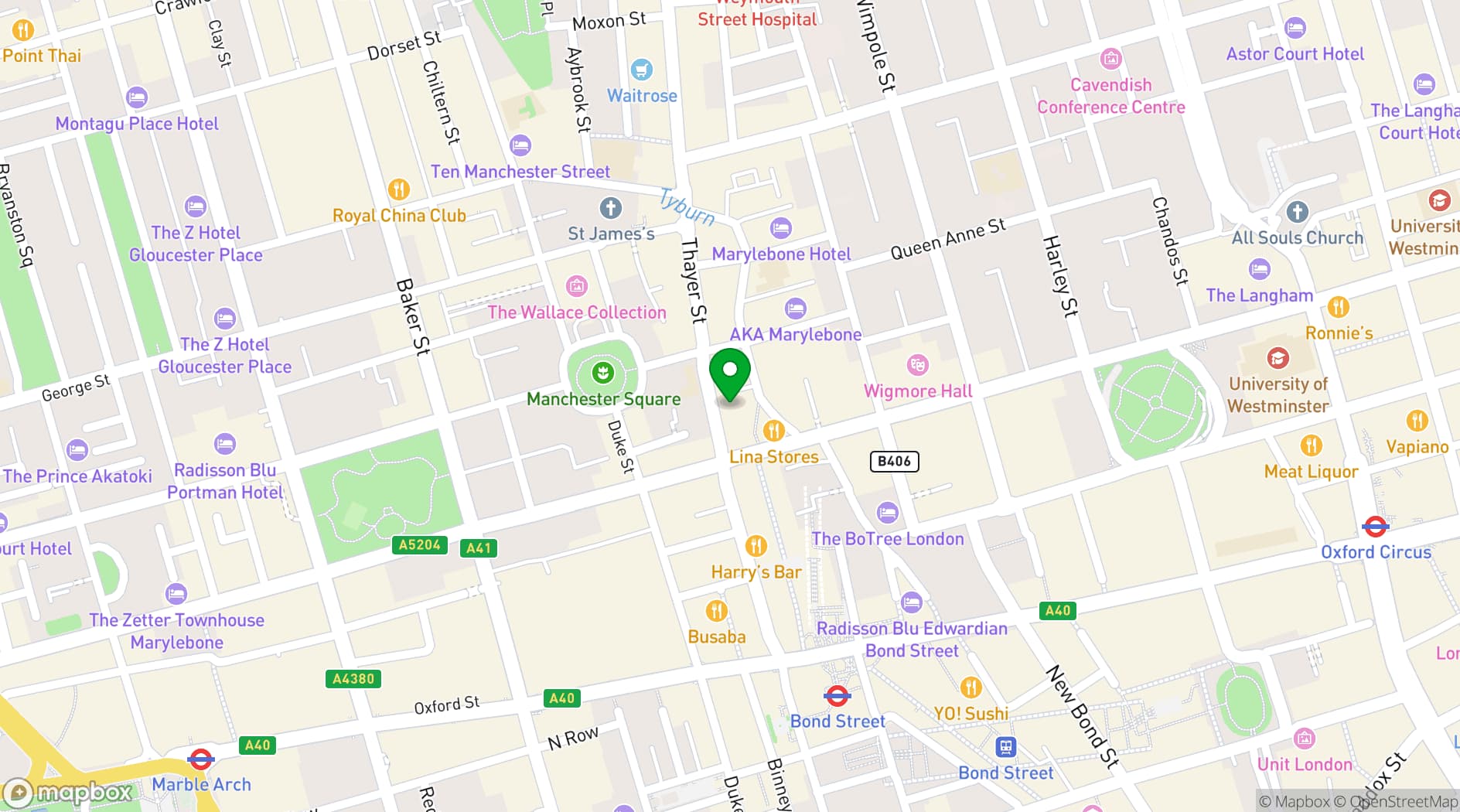 Map showing The Mandeville Hotel