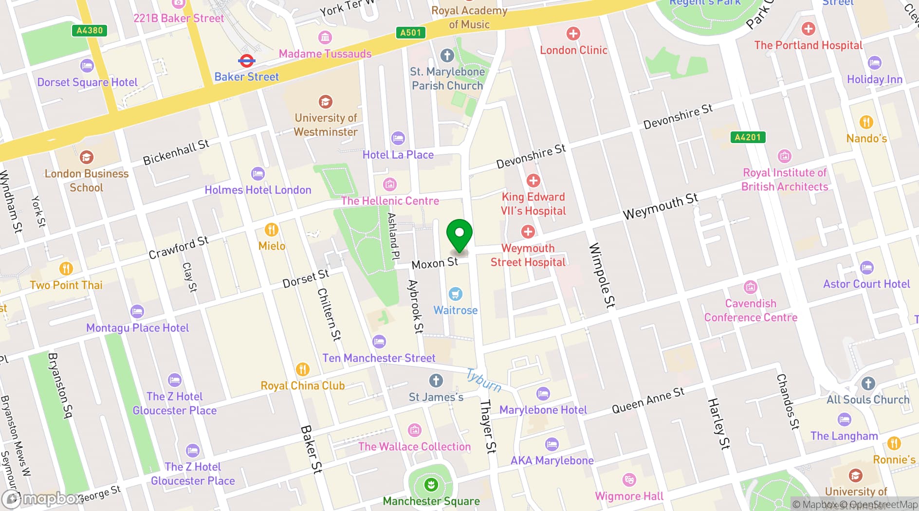 Map showing The Marylebone