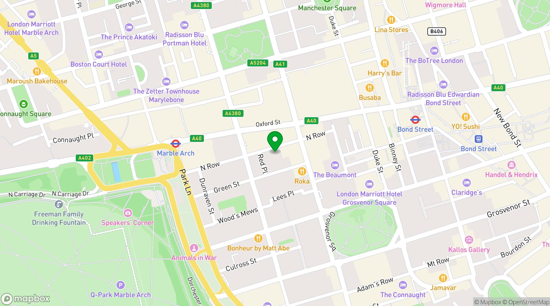 Map showing Regus - London, Oxford Street (Marble Arch)