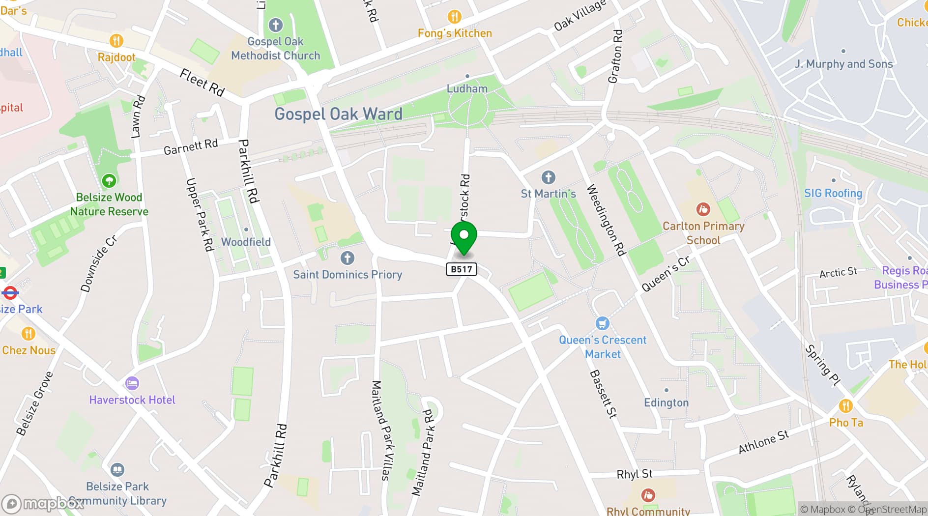 Map showing The Gipsy Queen