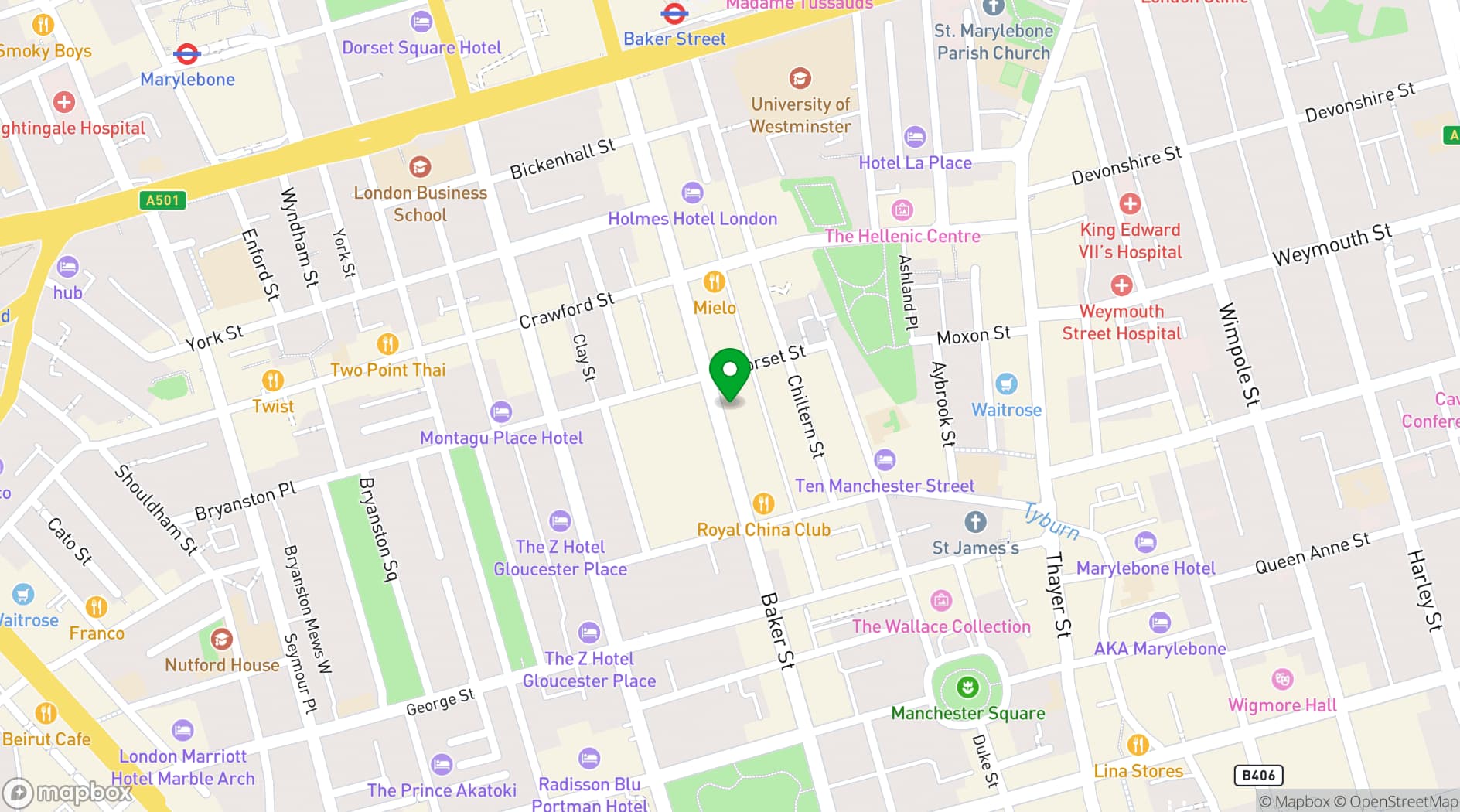 Map showing BakerStreetQ Meeting Space 
