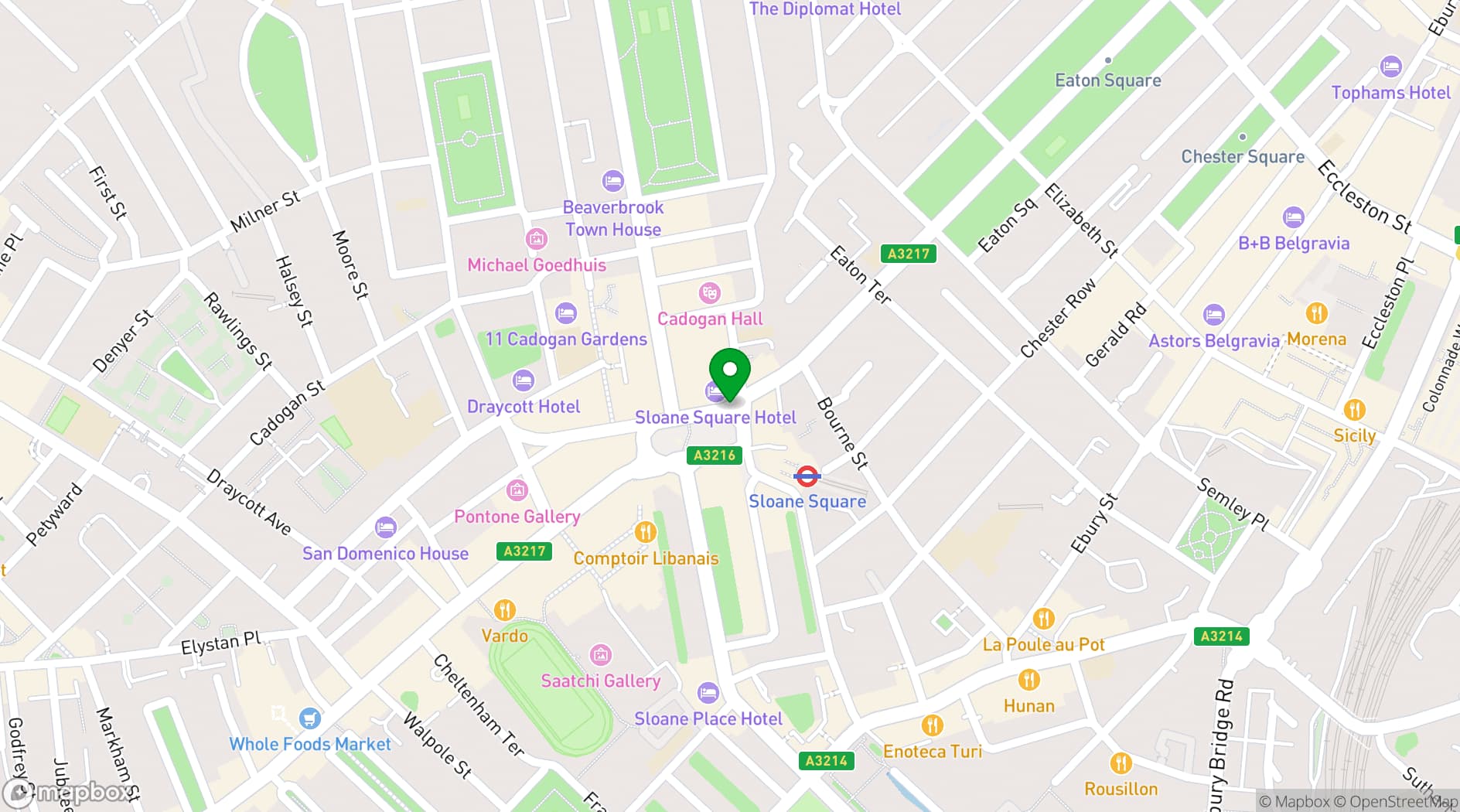 Map showing The Botanist