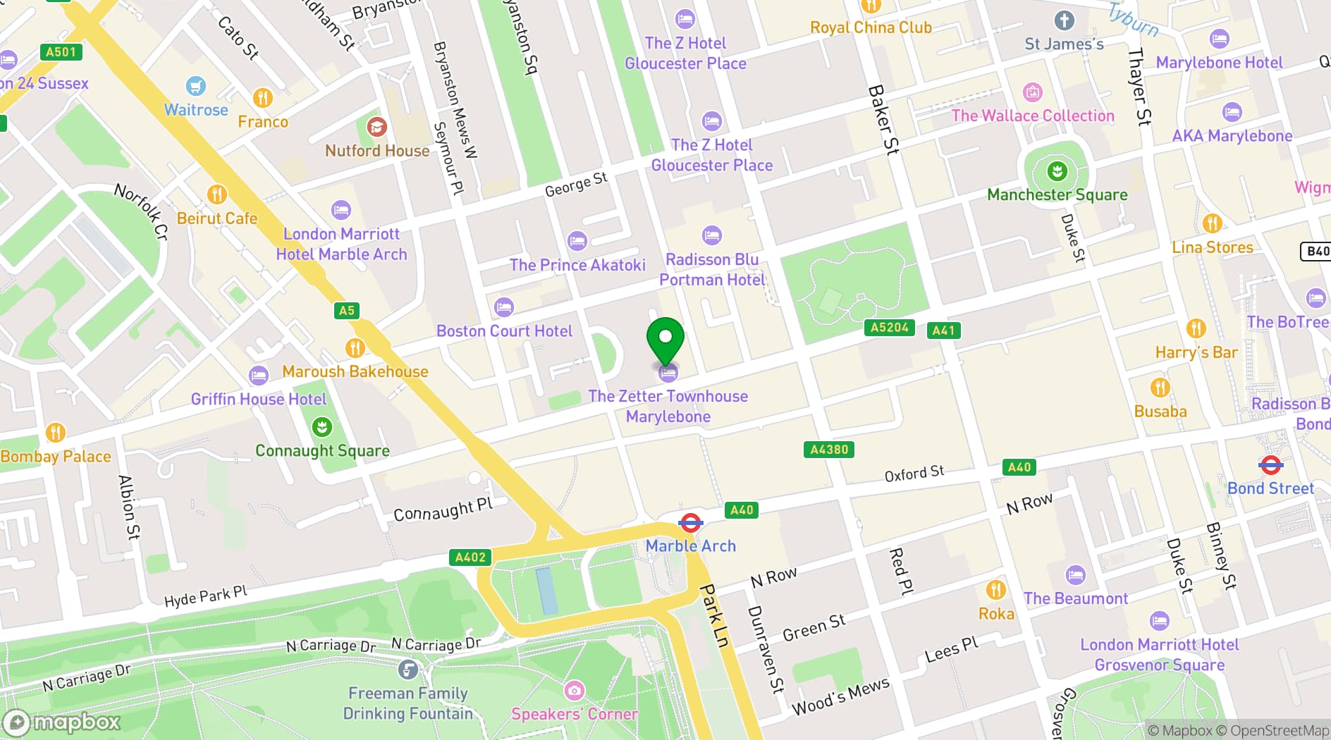 Map showing The Zetter Marylebone