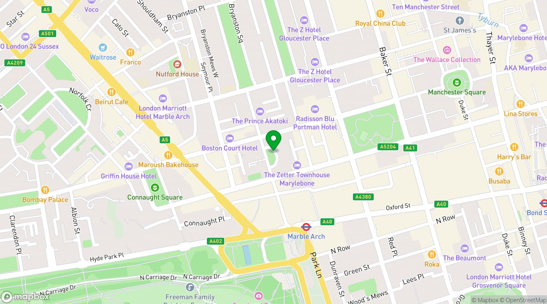 Map showing Montcalm Mayfair, Autograph Collection